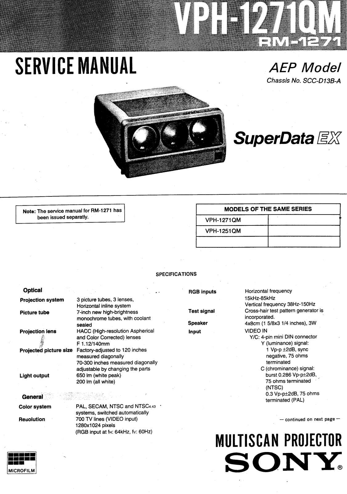 Sony VPH 1271 User manual - ManualMachine.com