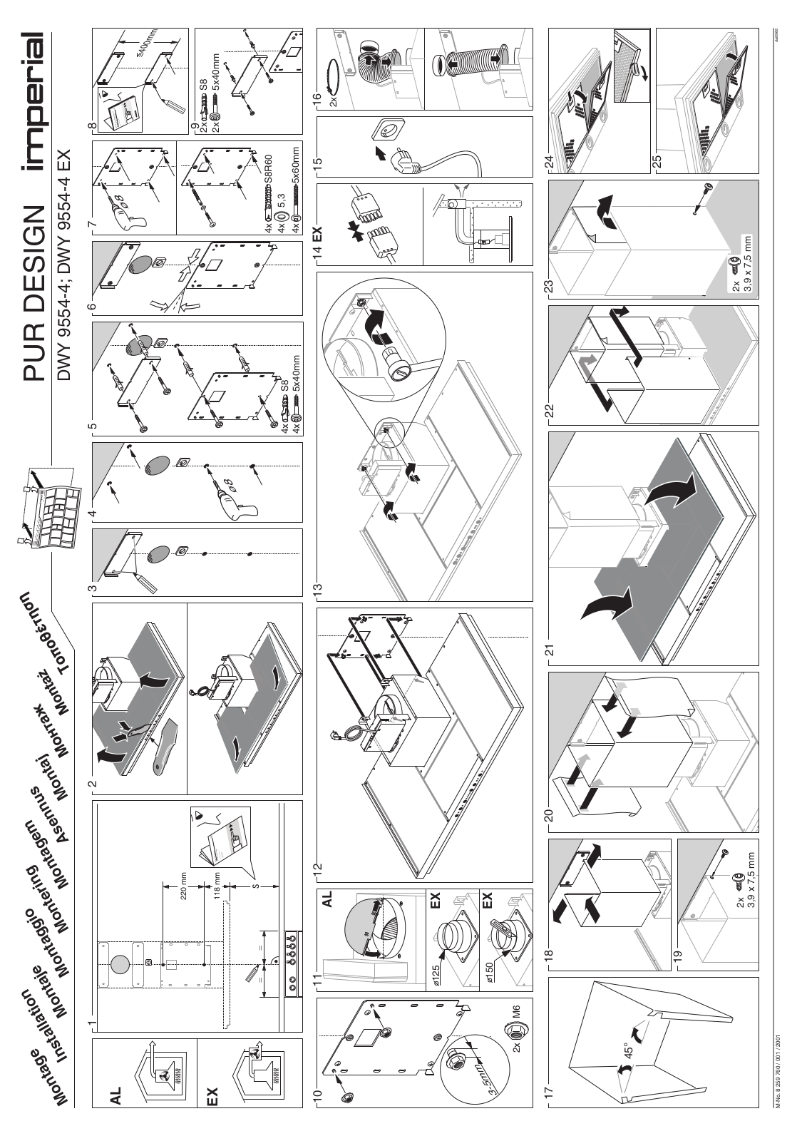 Miele DWY 9554-4, DWY 9554-4 EX Assembly instructions