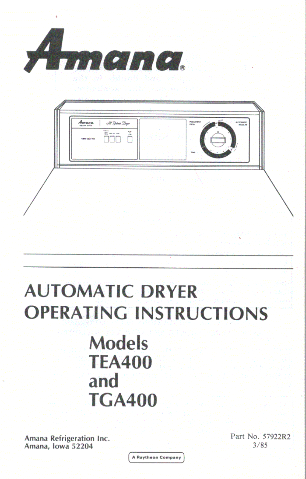 Amana TEA400 User Manual