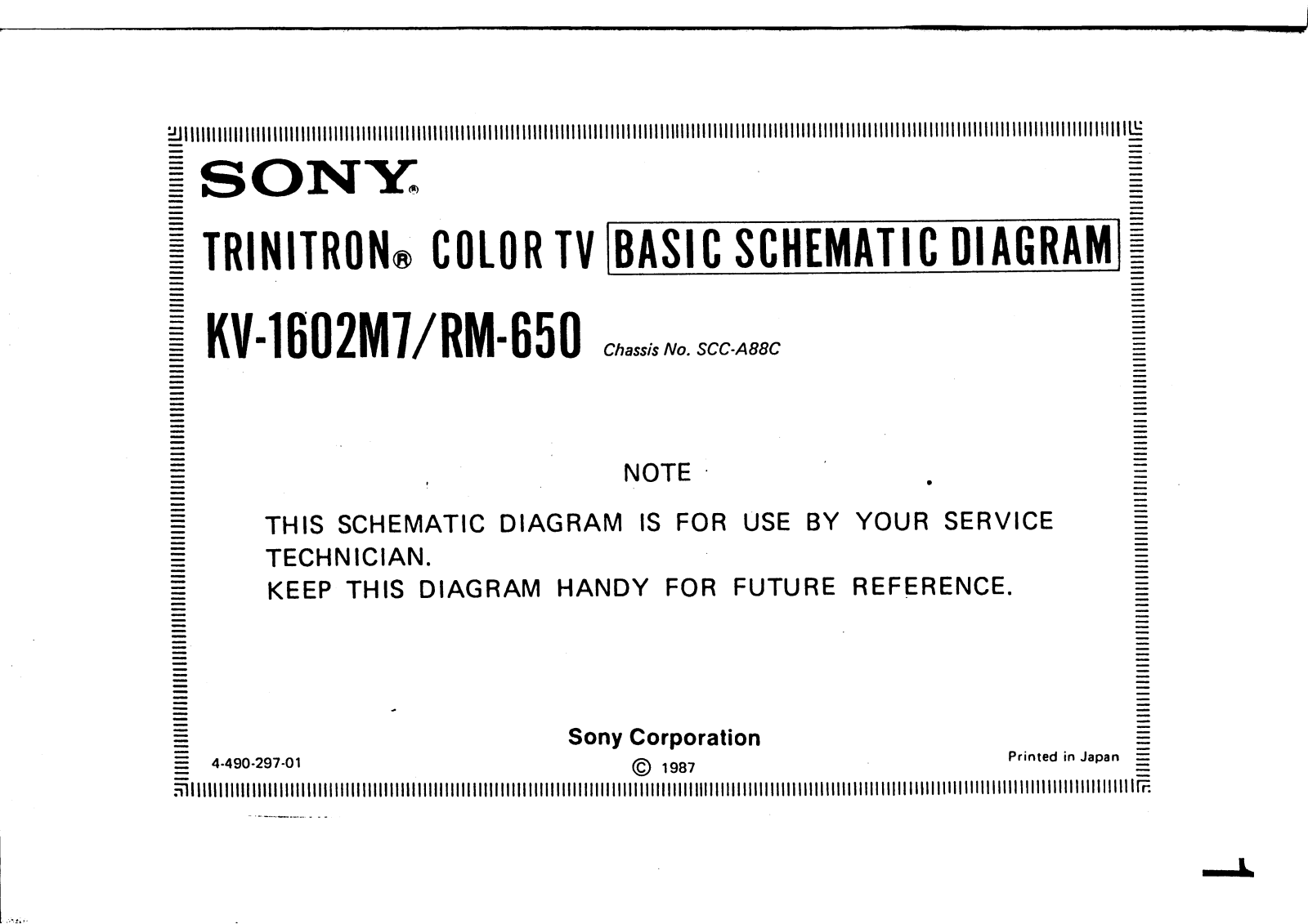 Sony KV-1602, KV1602M7 Schematic