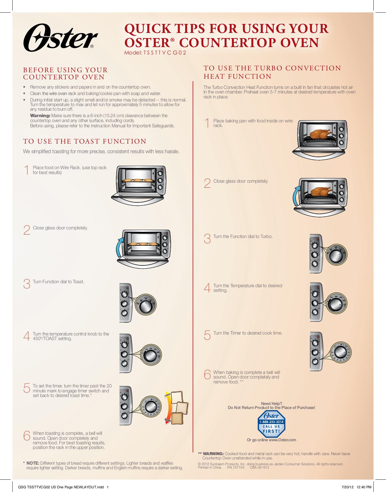 Oster tssttvcg02 User Manual