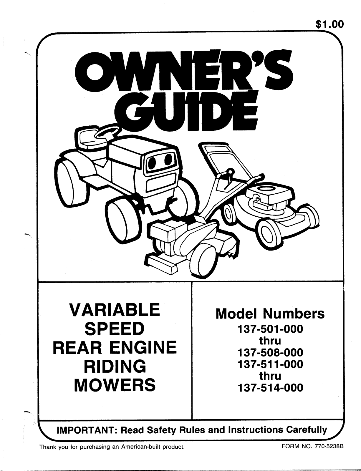 MTD 137-514-000, 137-511-000, 137-501-000, 137-508-000 User Manual