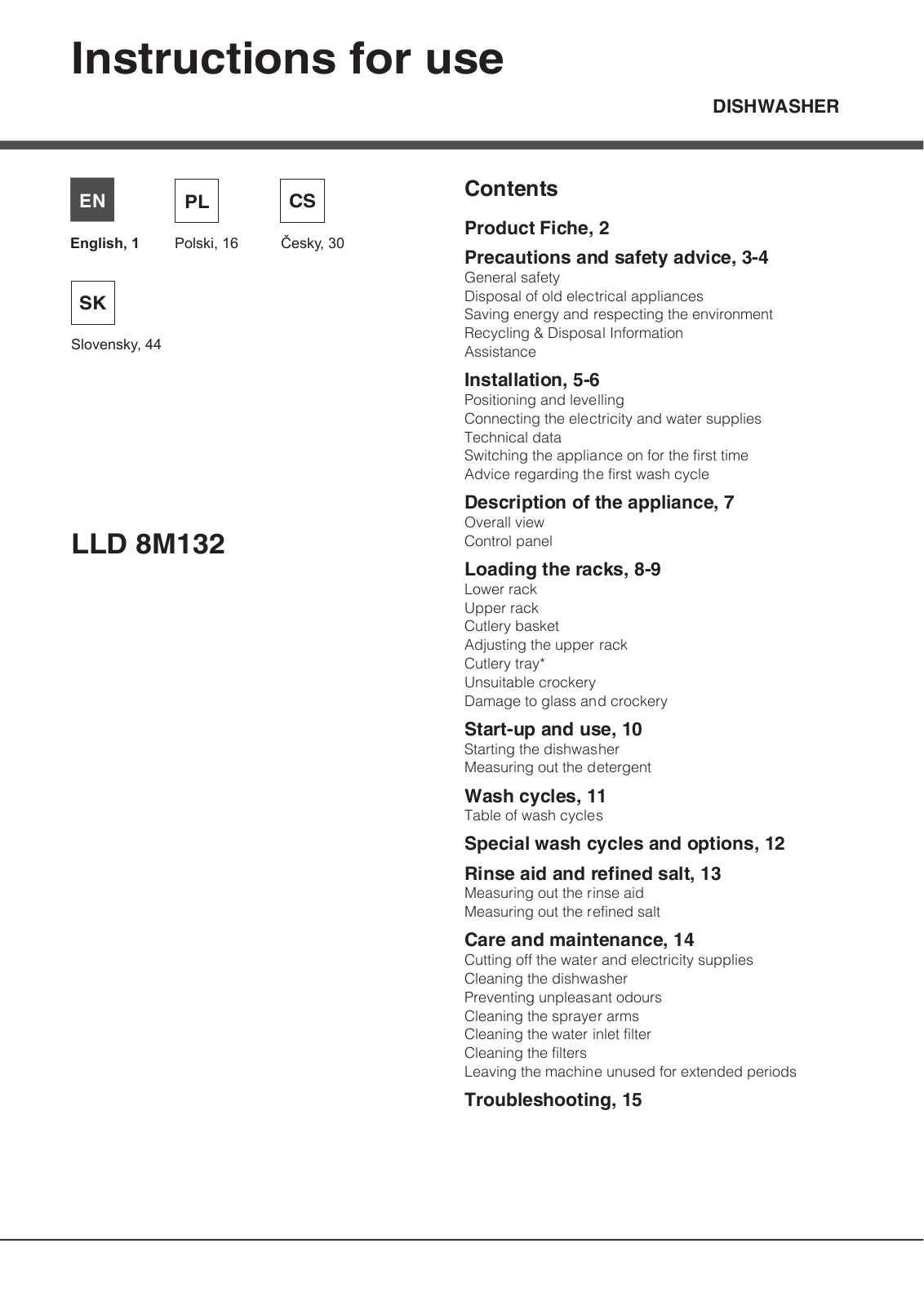 Hotpoint LLD 8M132 X EU User Manual