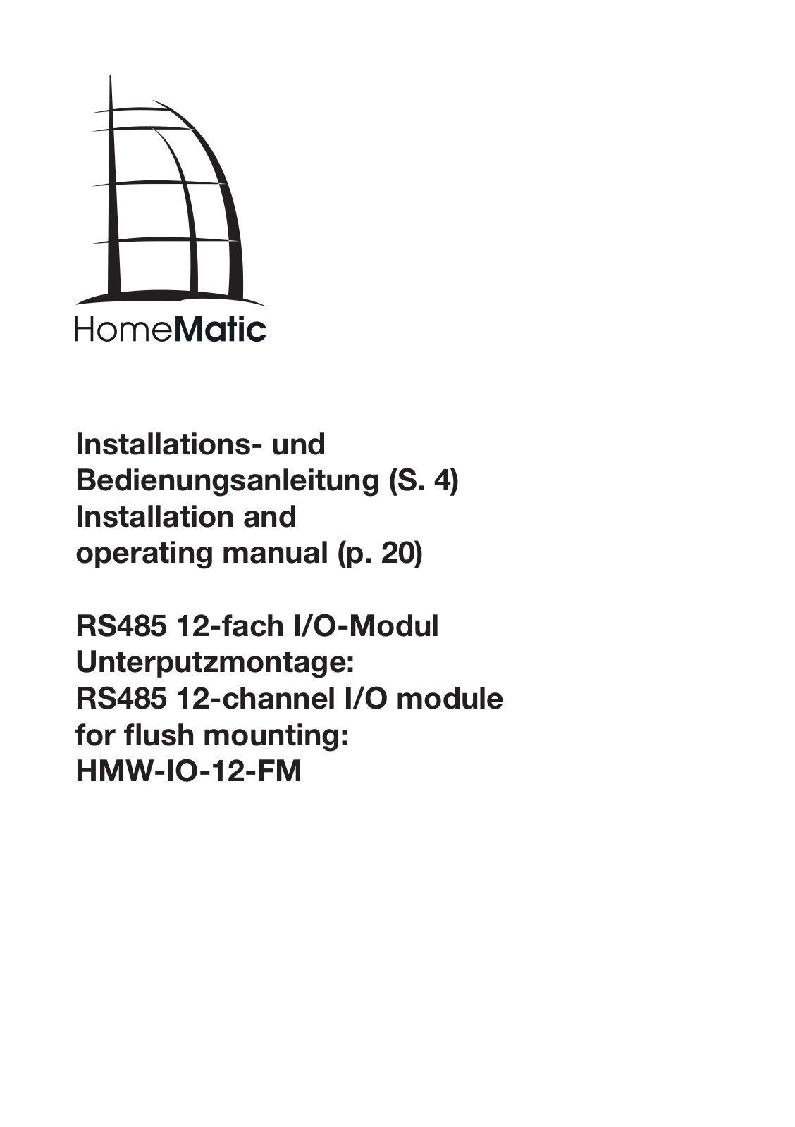 Homematic HMW-IO-12-FM Installation and operating manual