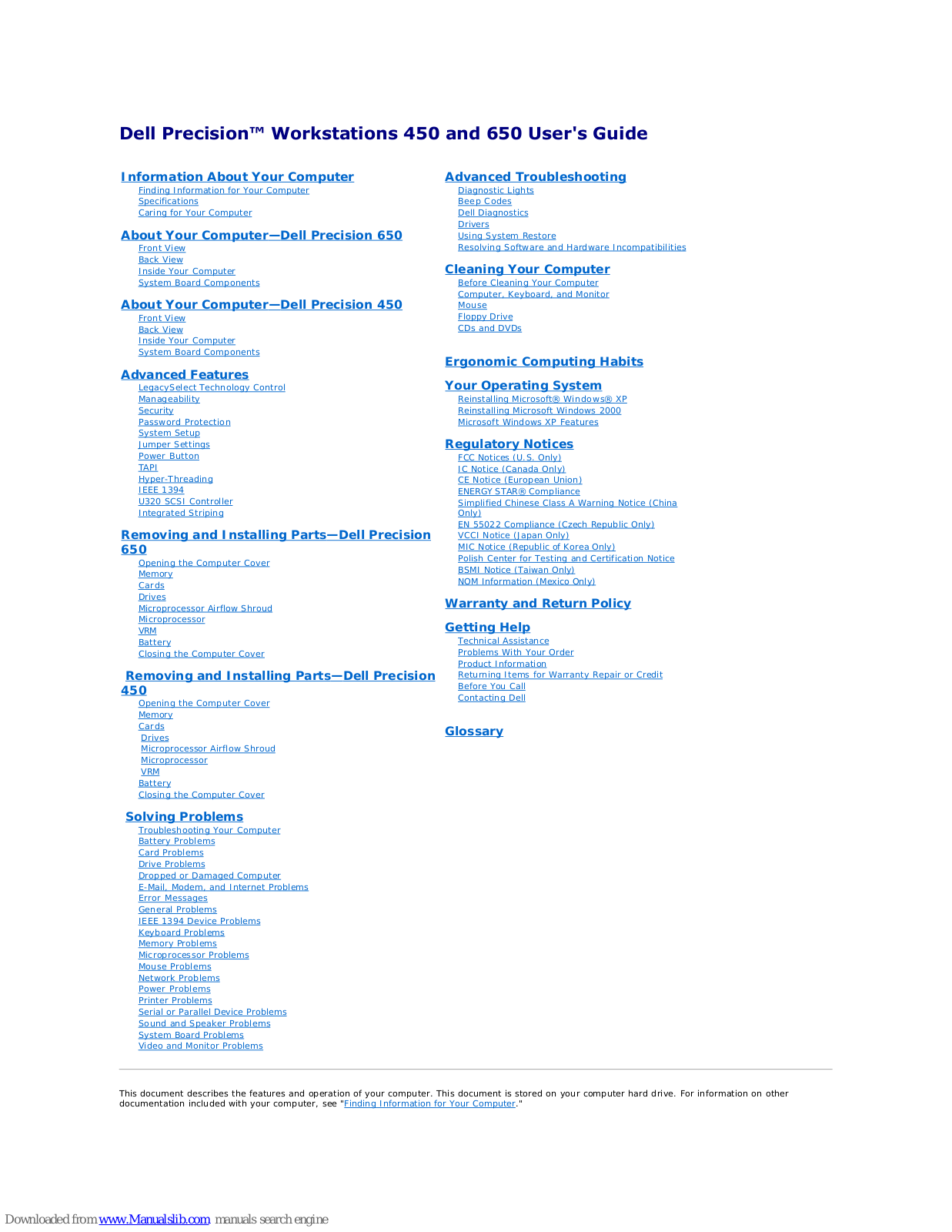 Dell Precision Workstation 450, Precision Workstation 650, Precision 450, Precision 650 User Manual - ManualMachine.com
