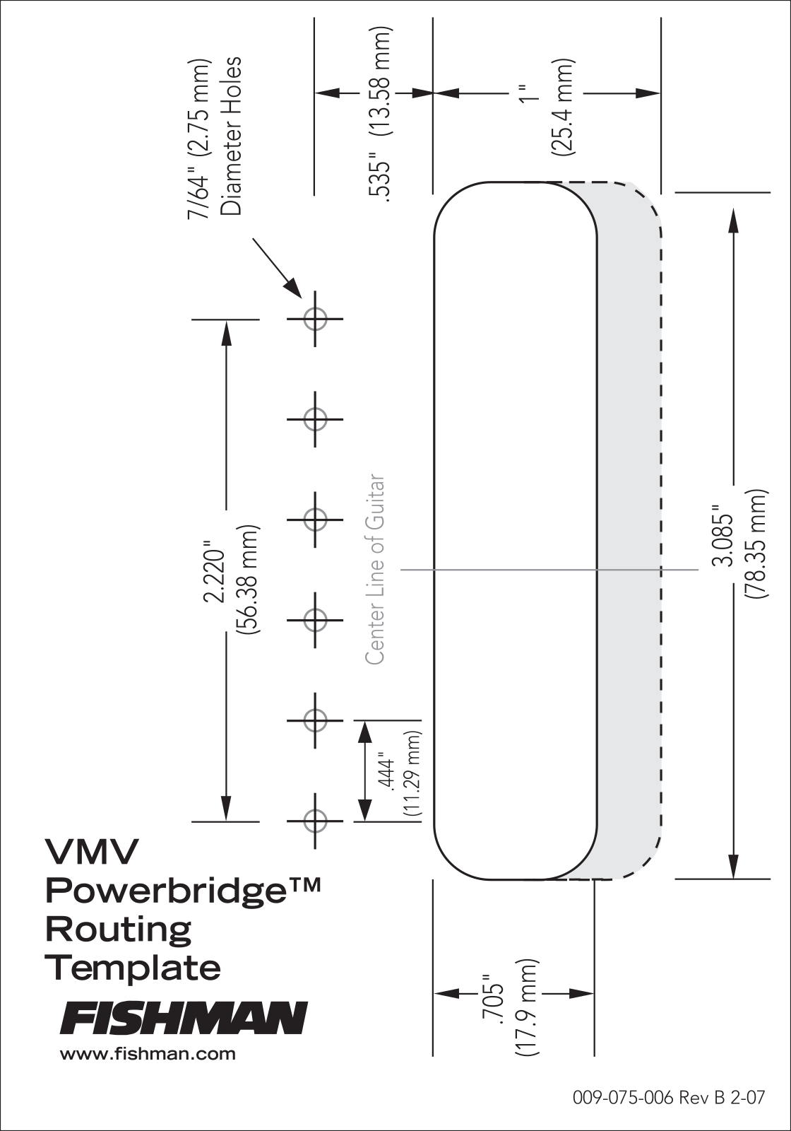 Fishman VMV POWERBRIDGE ROUTING TEMPLATE