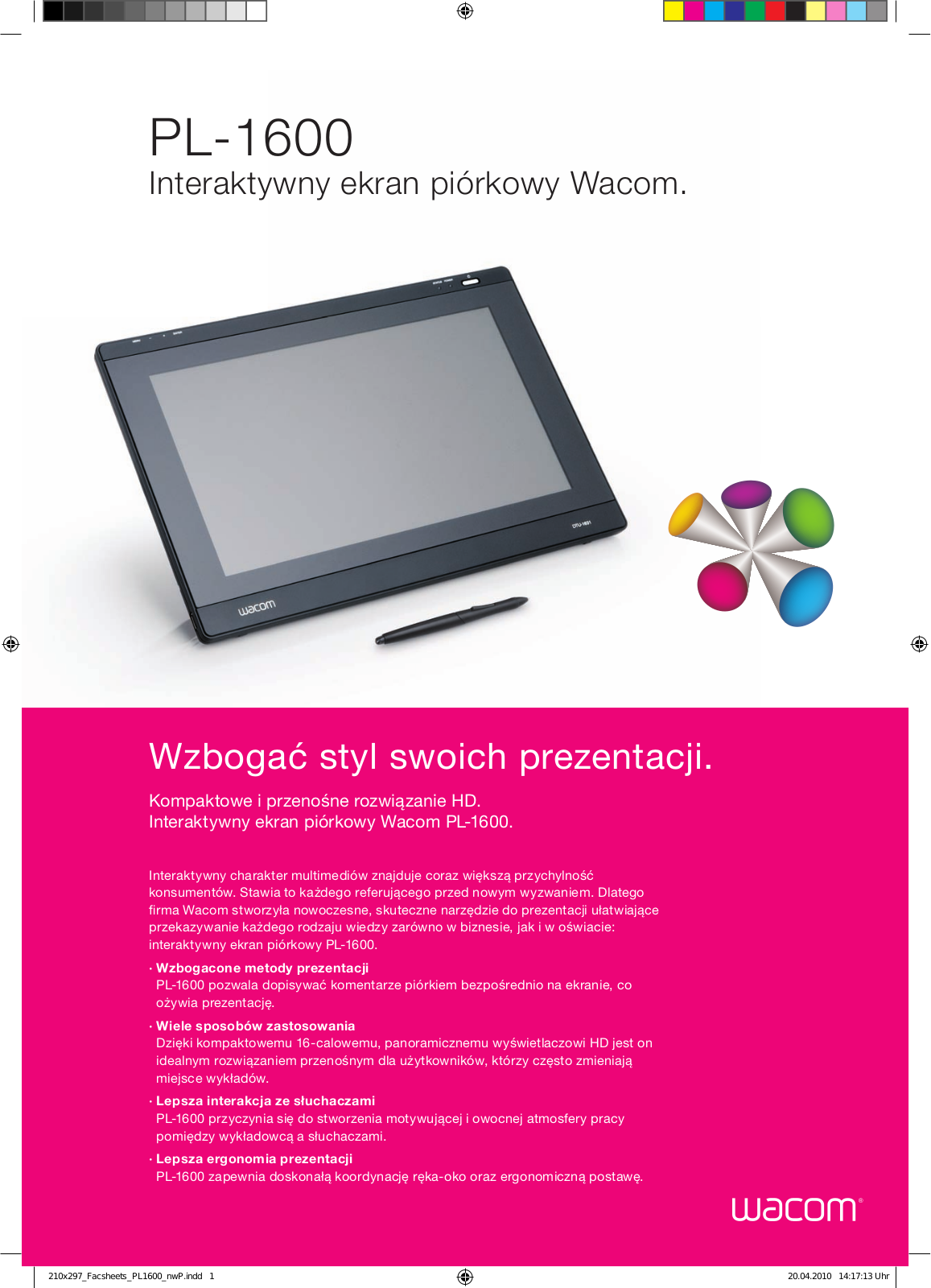 Wacom PL-1600 DATASHEET