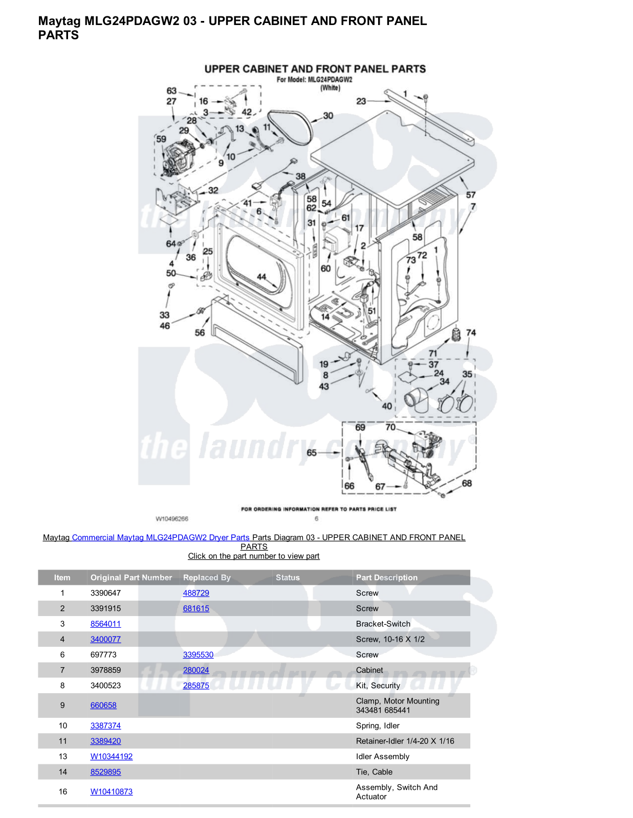 Maytag MLG24PDAGW2 Parts Diagram