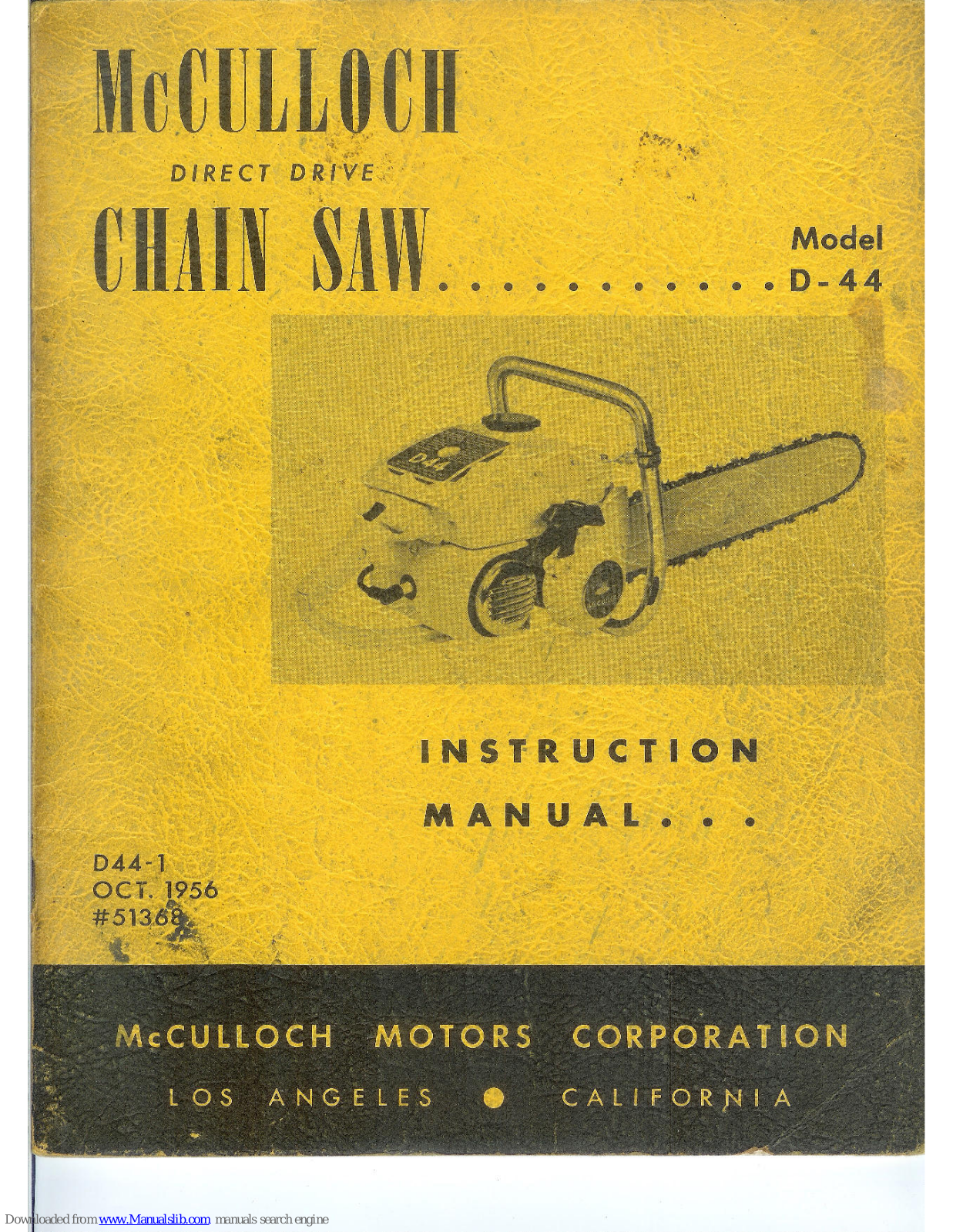 McCulloch D-44 Instruction Manual