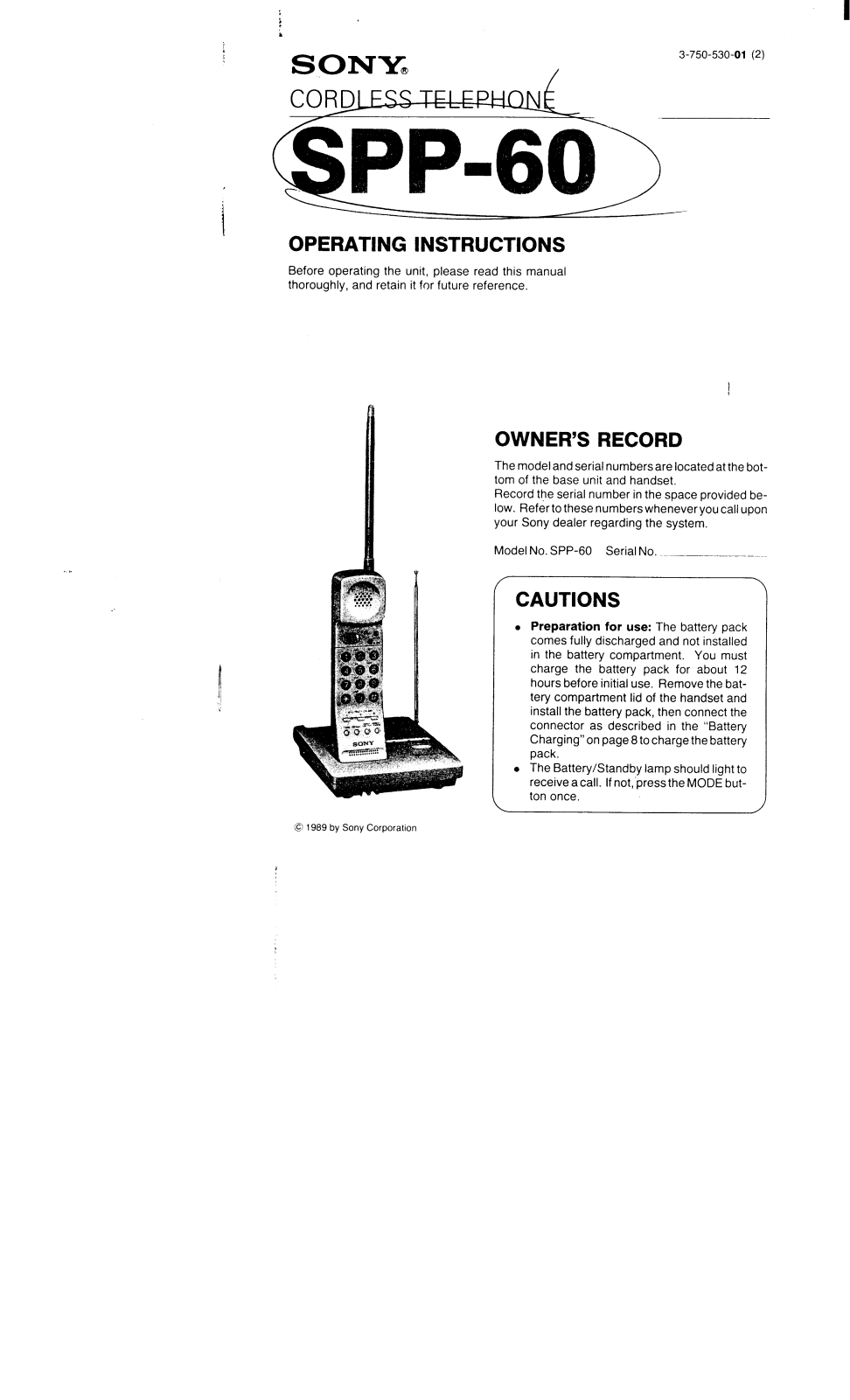 Sony SPP-60 User Manual