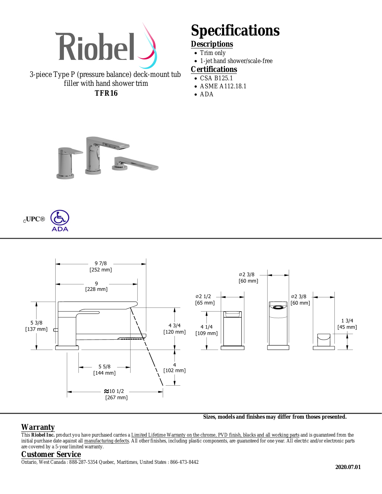 Riobel TFR16C Specifications - ManualMachine.com