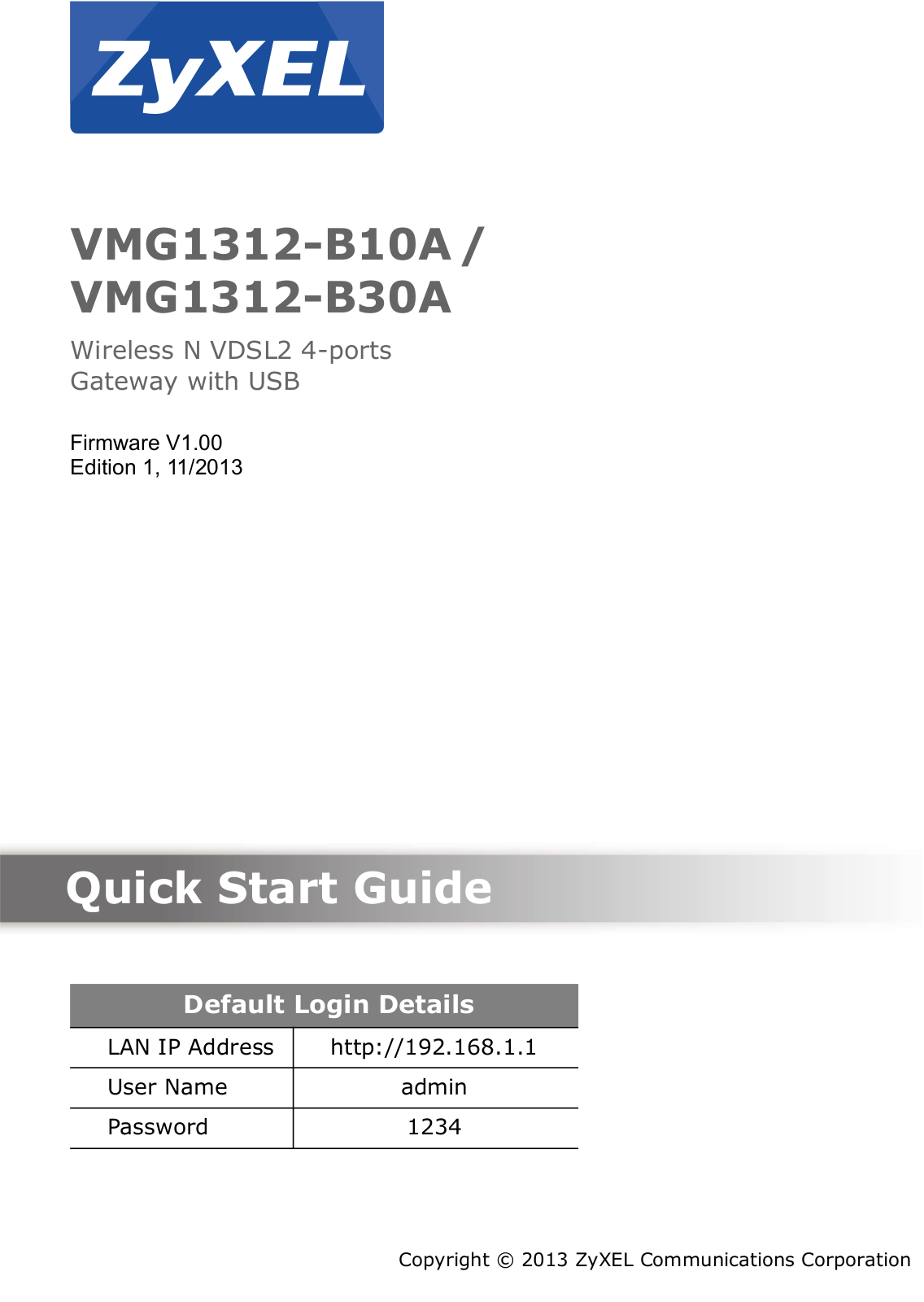 ZyXEL VMG1312-B30A User Manual