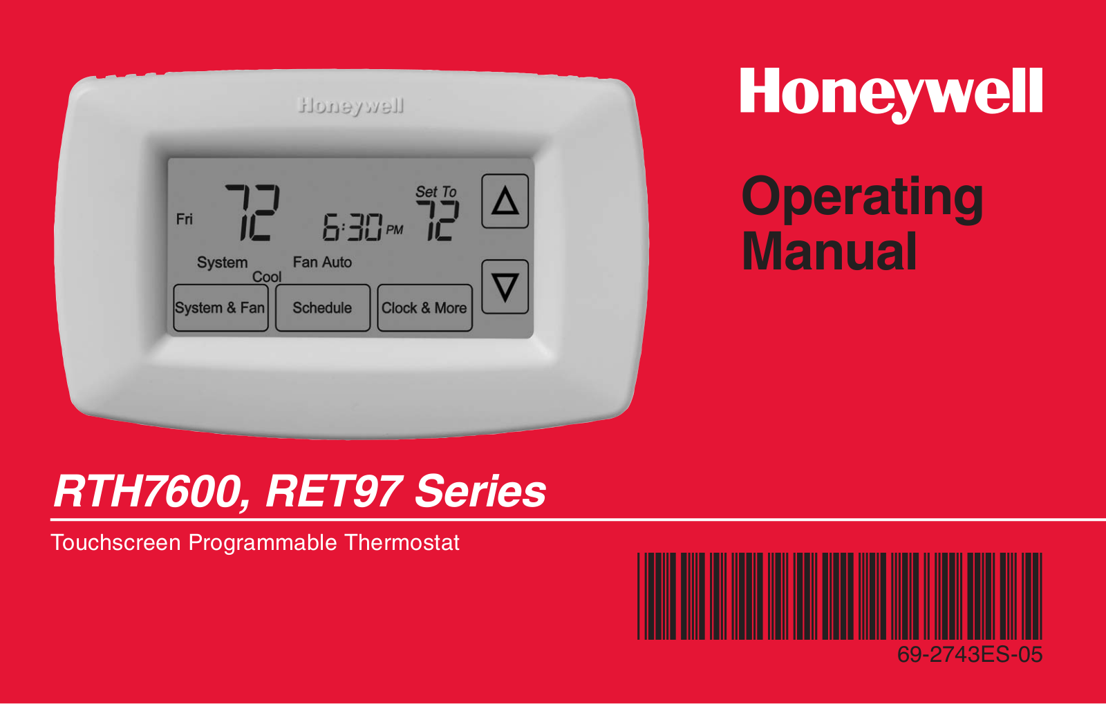 Honeywell RTH7600, RET9700 User Manual