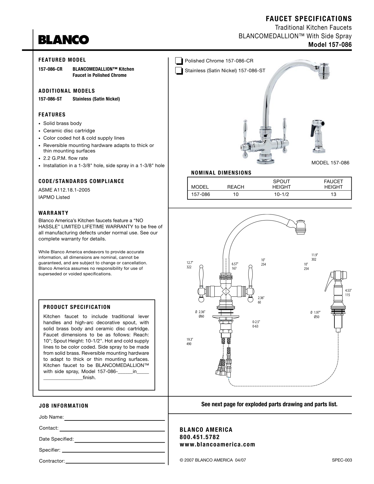 Blanco 157-086 User Manual