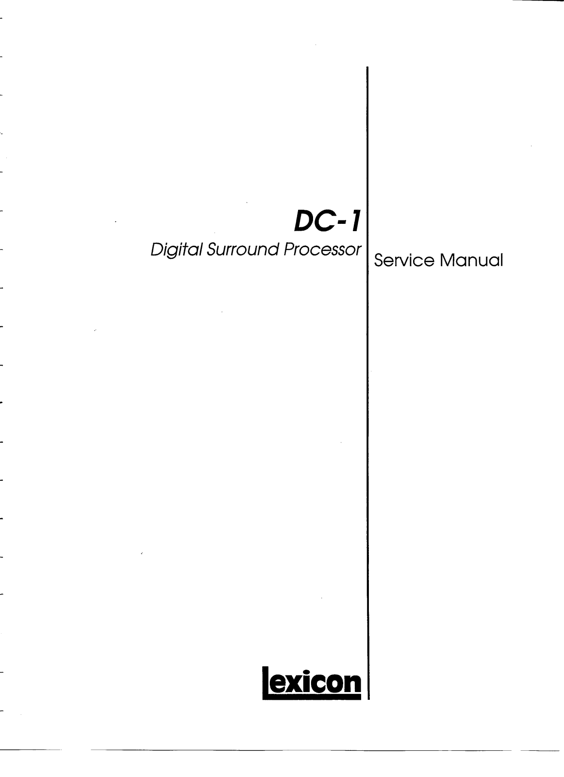 JBL DC1 DIGITAL SURROUND PROCESSOR Service Manual