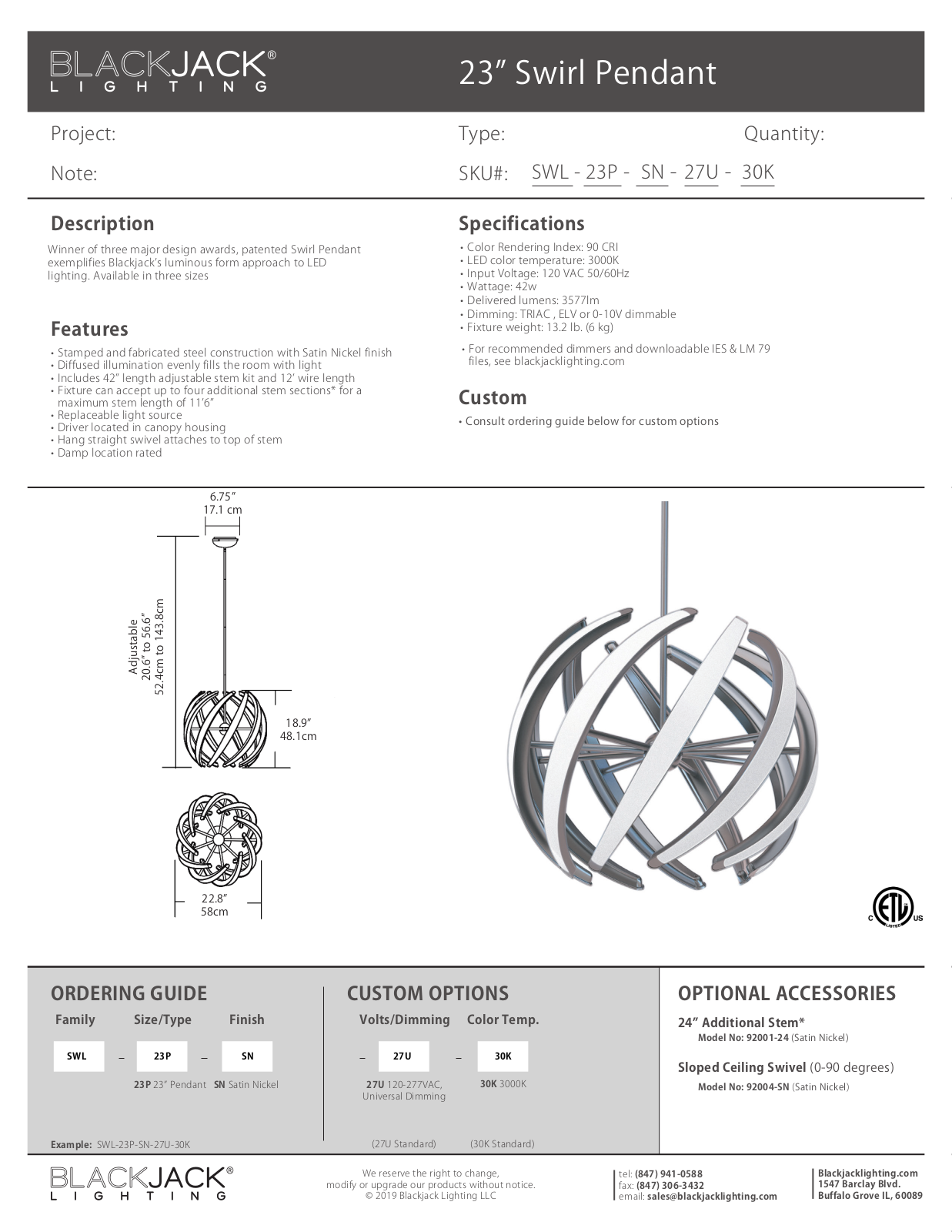 Blackjack Lighting AAQF1043 Specifications - ManualMachine.com