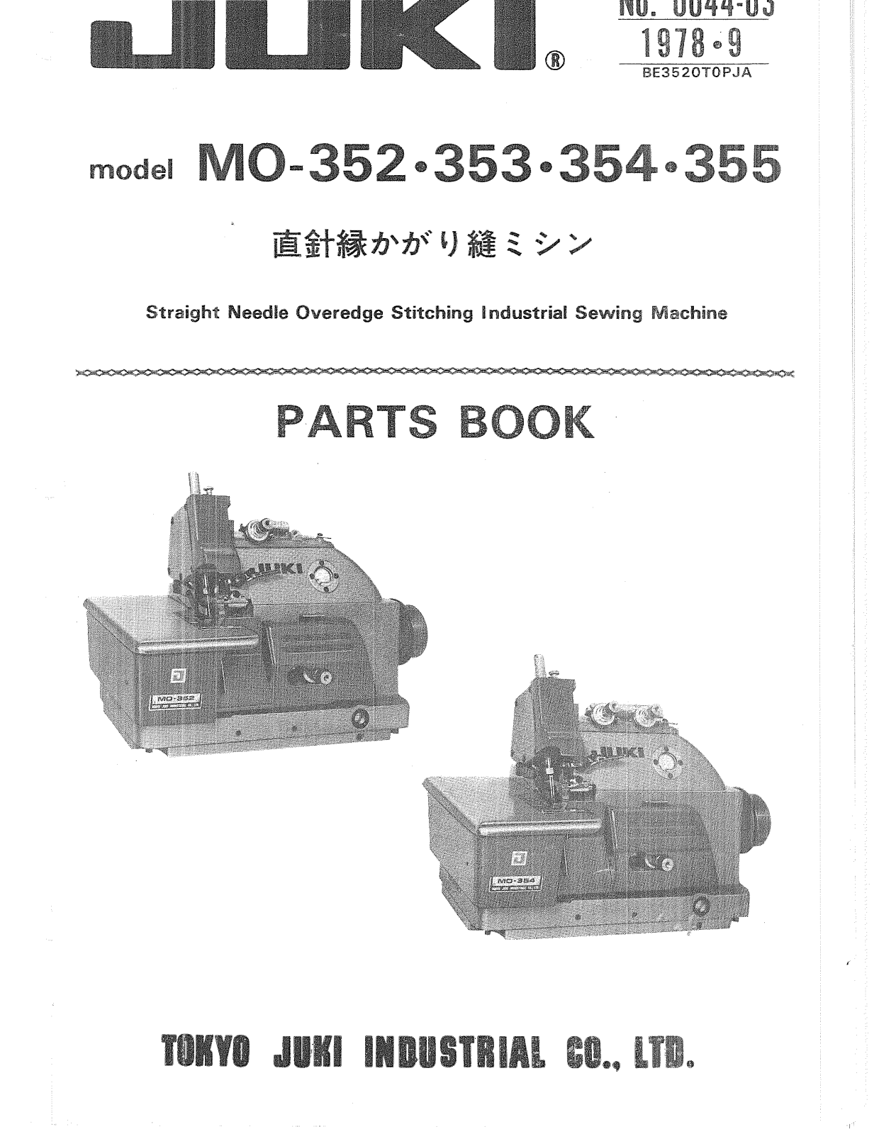 Juki MO-352, MOG-353, MOG-354, MOG-355 Parts List