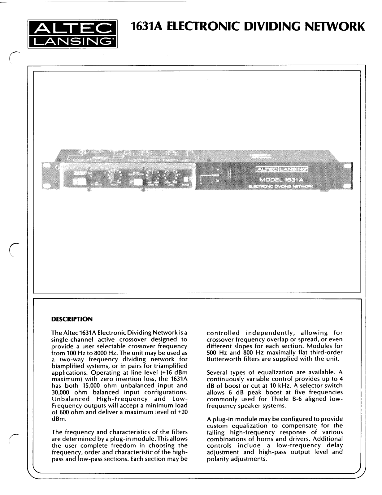 Altec Lansing 1631A User Manual