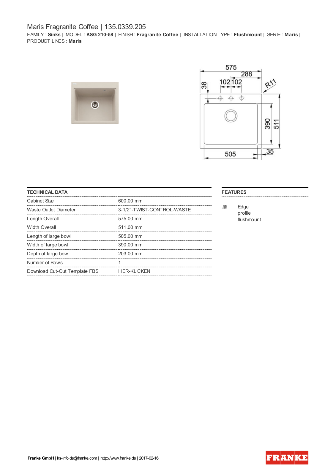 Franke 135.0339.205 Service Manual