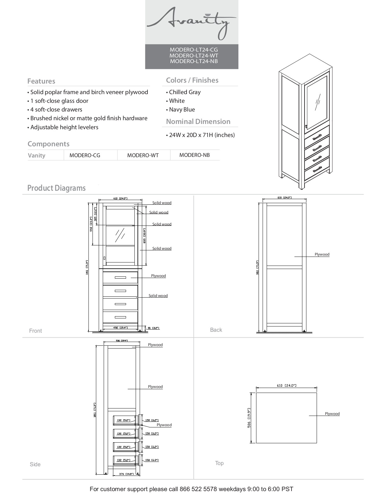 Avanity MODEROLT24NB Specifications - ManualMachine.com