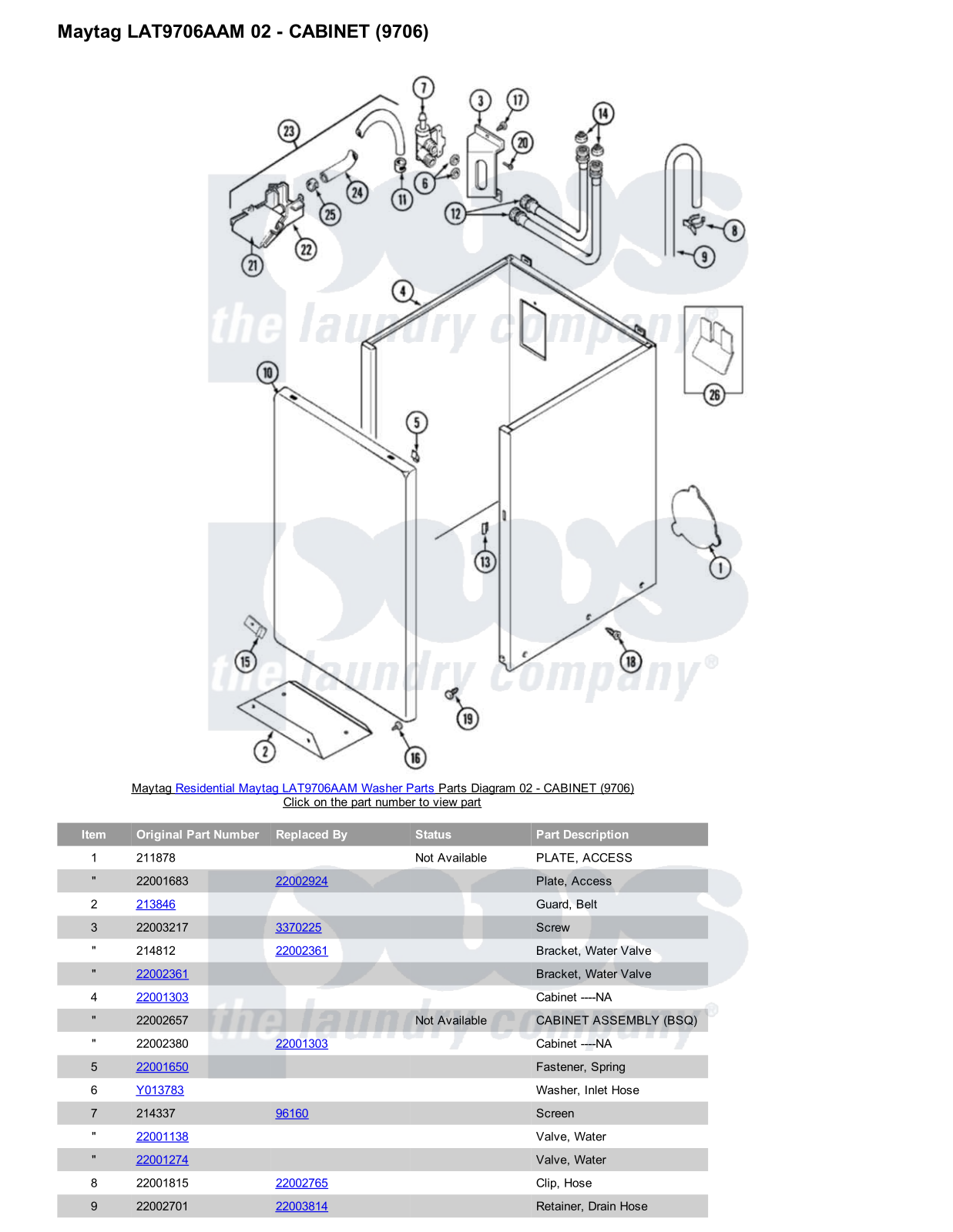 Maytag LAT9706AAM Parts Diagram