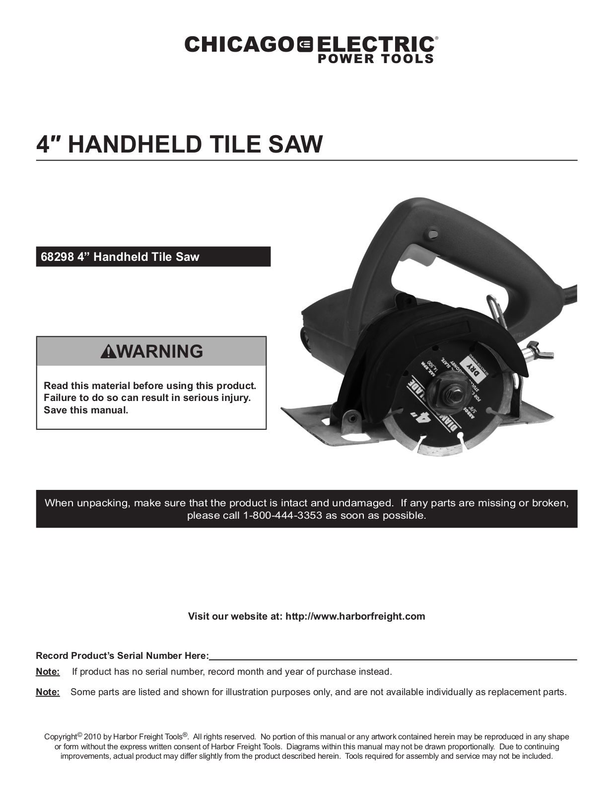 Harbor Freight Tools 68298 User Manual - ManualMachine.com