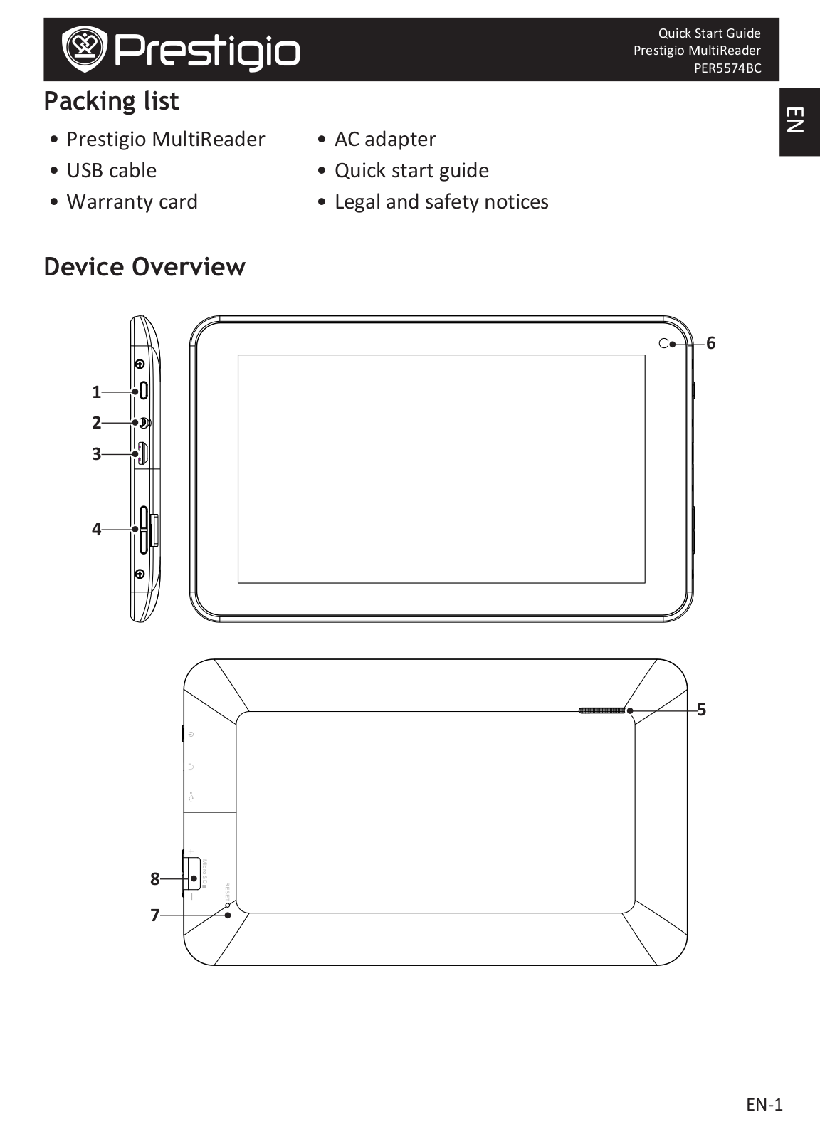 Prestigio MultiReader Stream Quick Start Guide