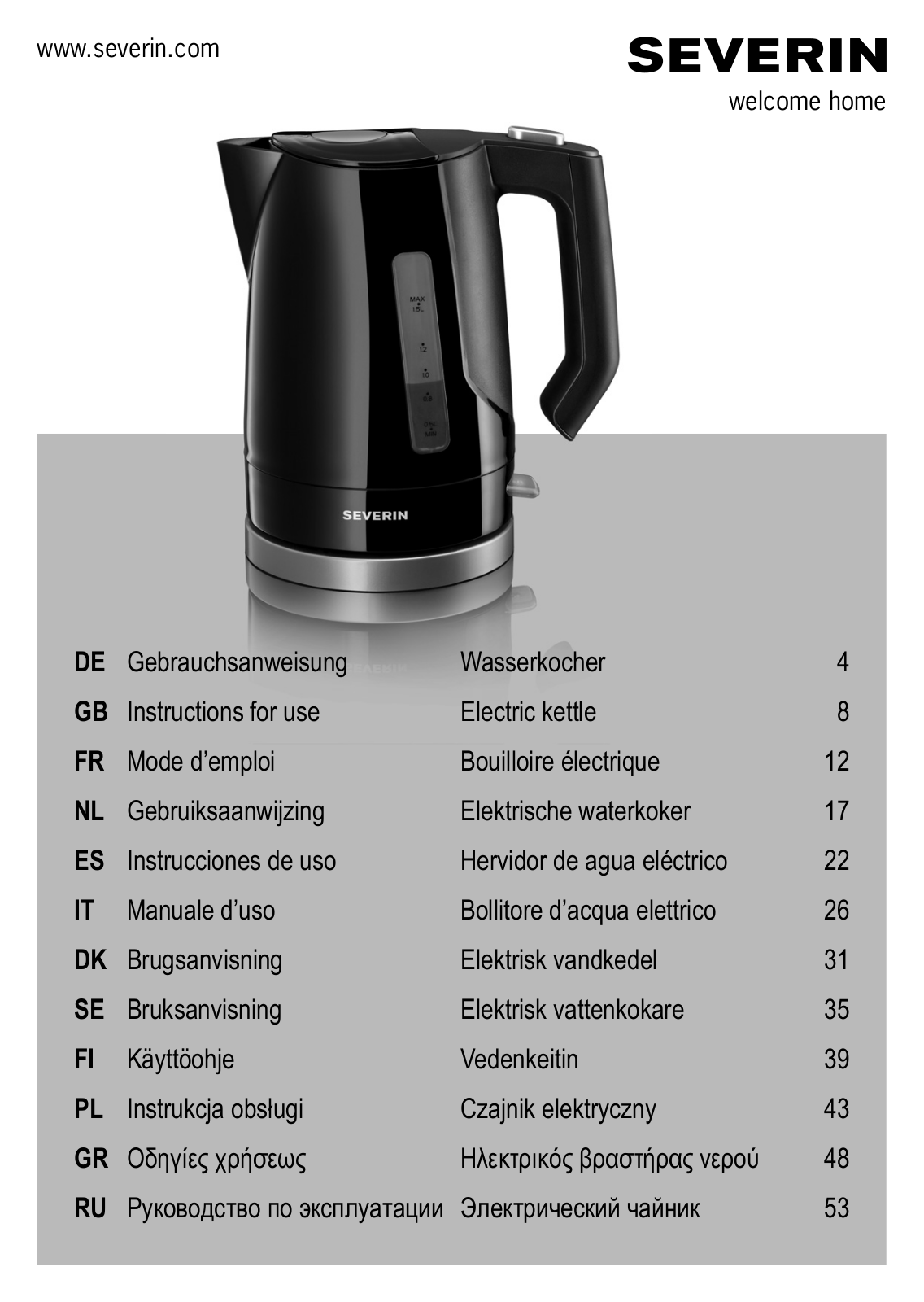 SEVERIN WK3492 User Manual