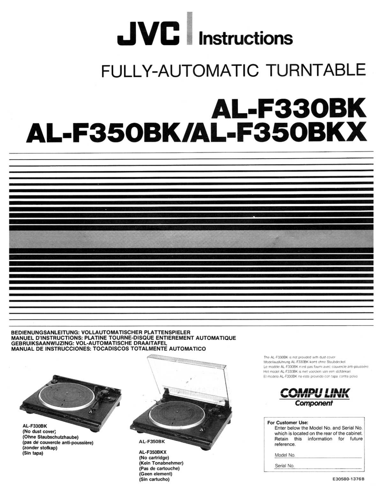 Jvc AL-F350BKX, AL-F350BK, AL-F330BK Owners Manual