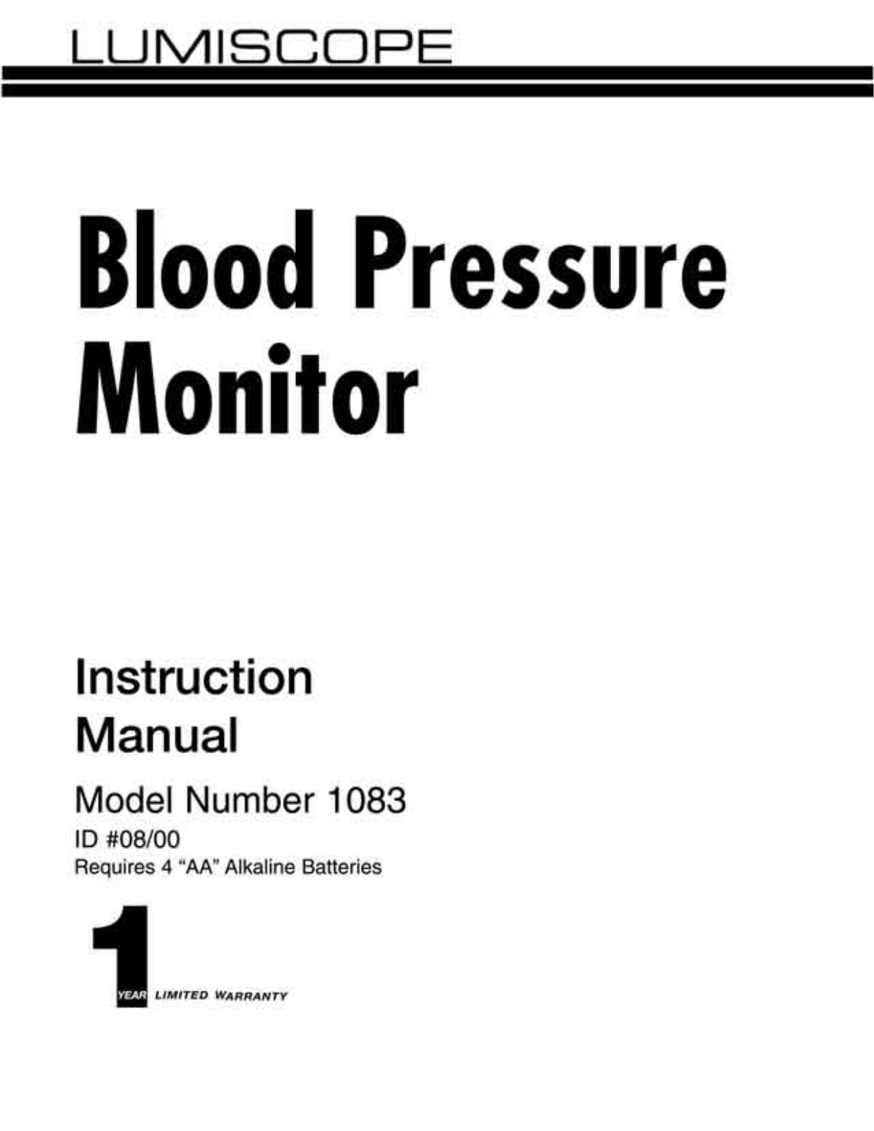 Lumiscope 1083 User Manual