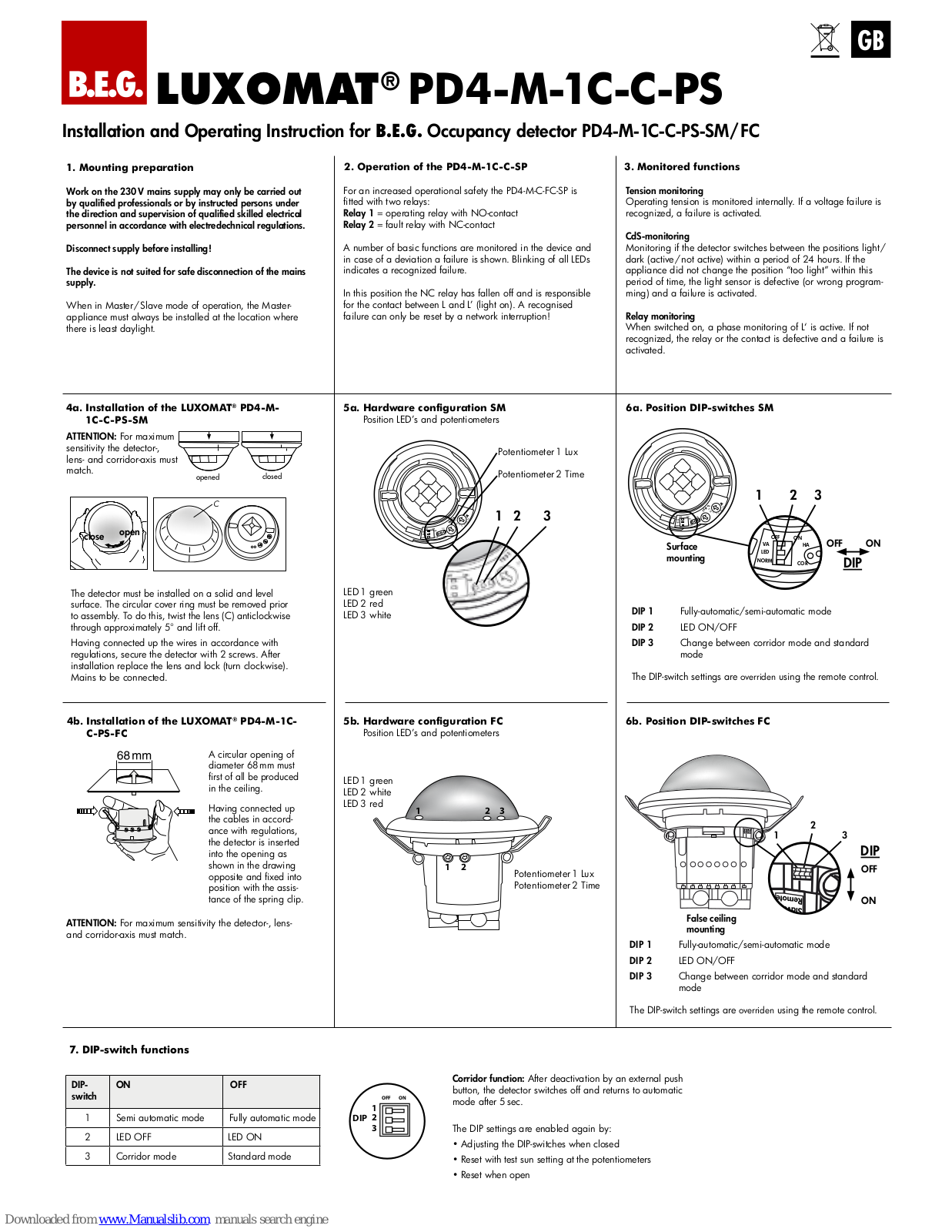 LUXOMAT PD4-M-1C-C-PS Installation And Operating Instruction