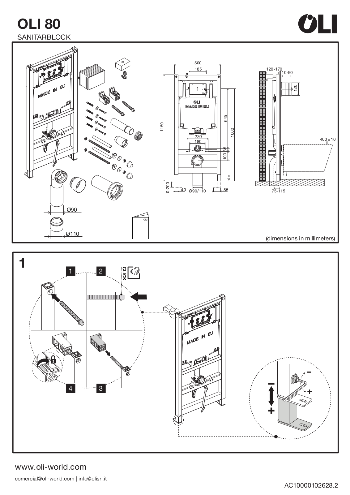 OLI 80 SANITARBLOCK Installation guide