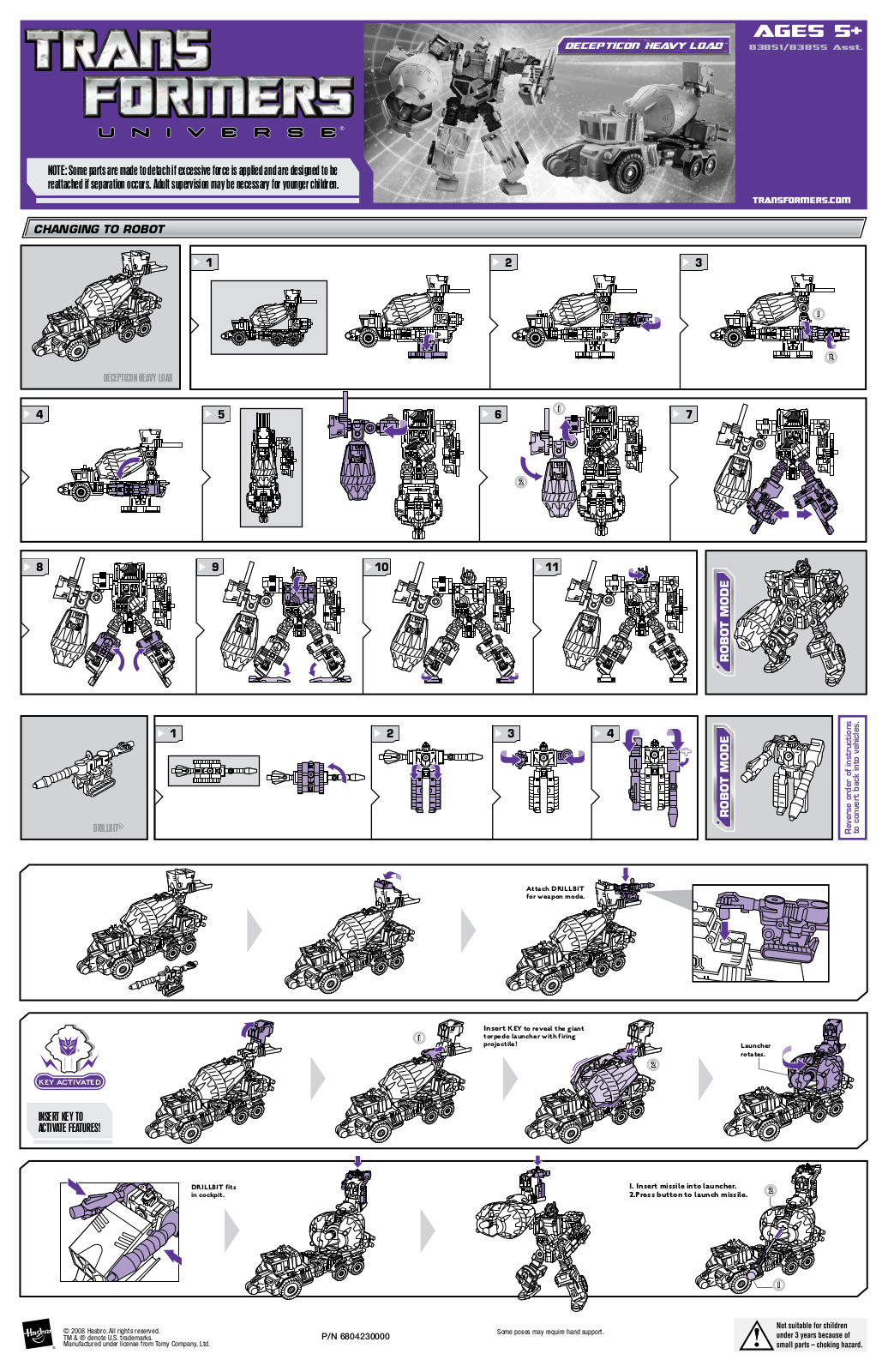 HASBRO Transformers Universe Decepticon Heavy Load User Manual