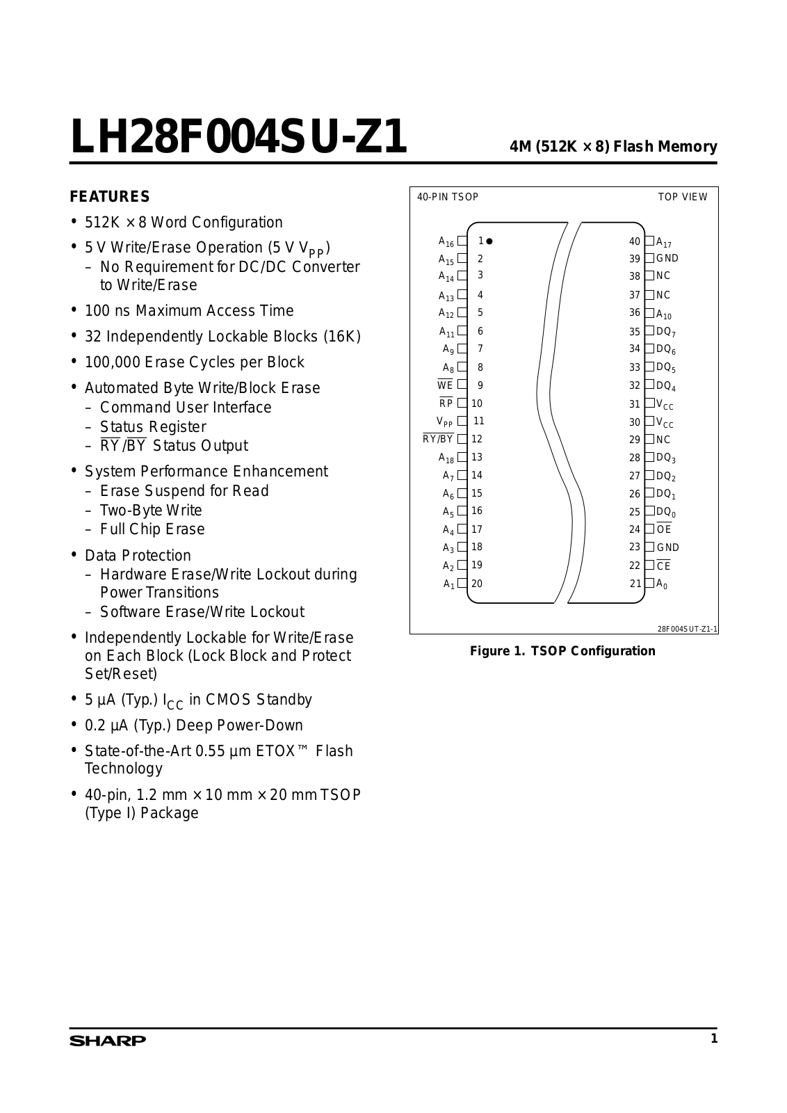 Sharp LH28F004SUT-Z1 Datasheet