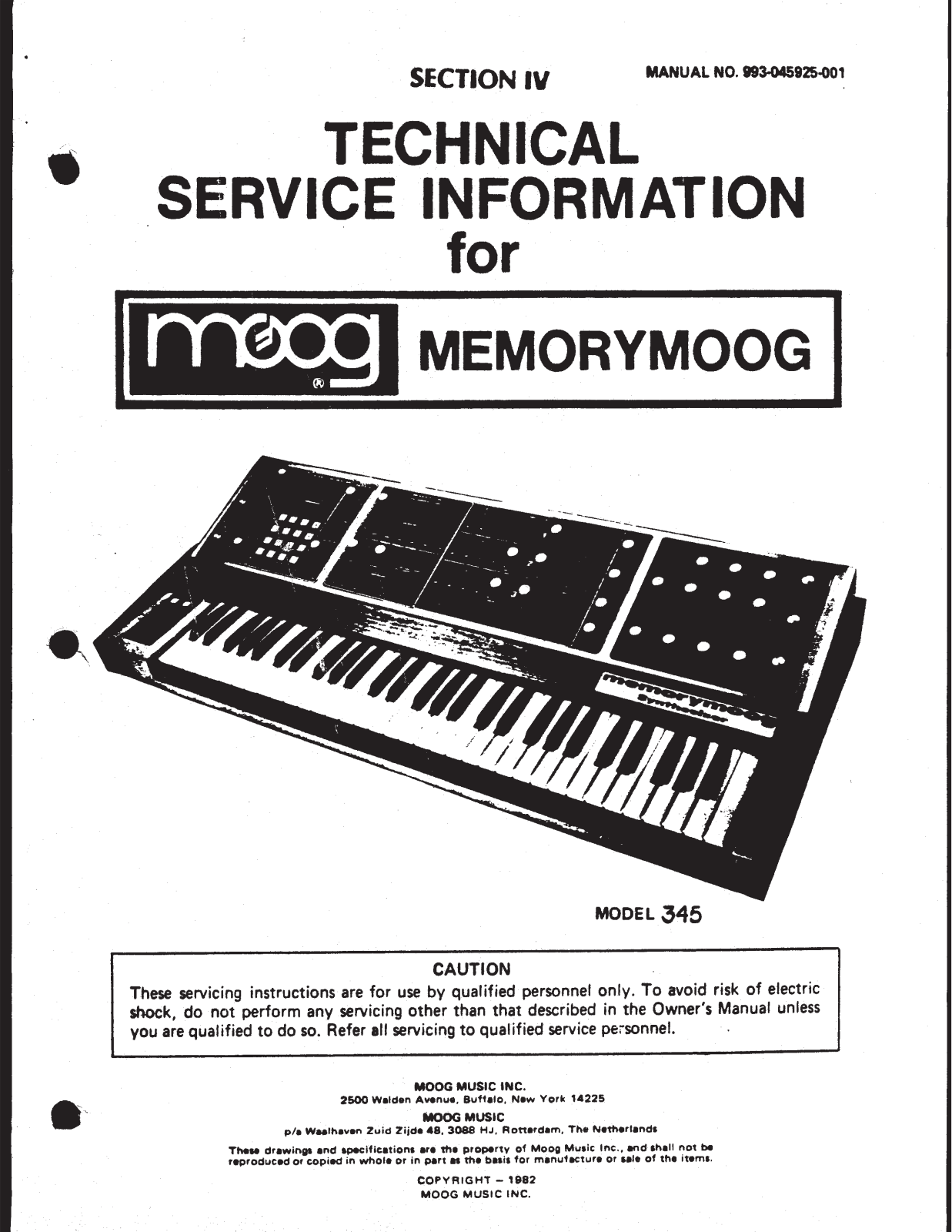 Moog MEMORY SERVICE MANUAL