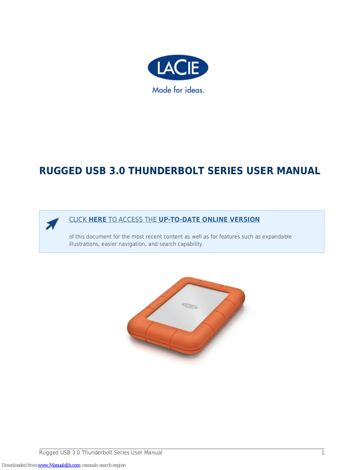 LaCie Rugged USB 3.0 Thunderbolt&trade, Series User Manual