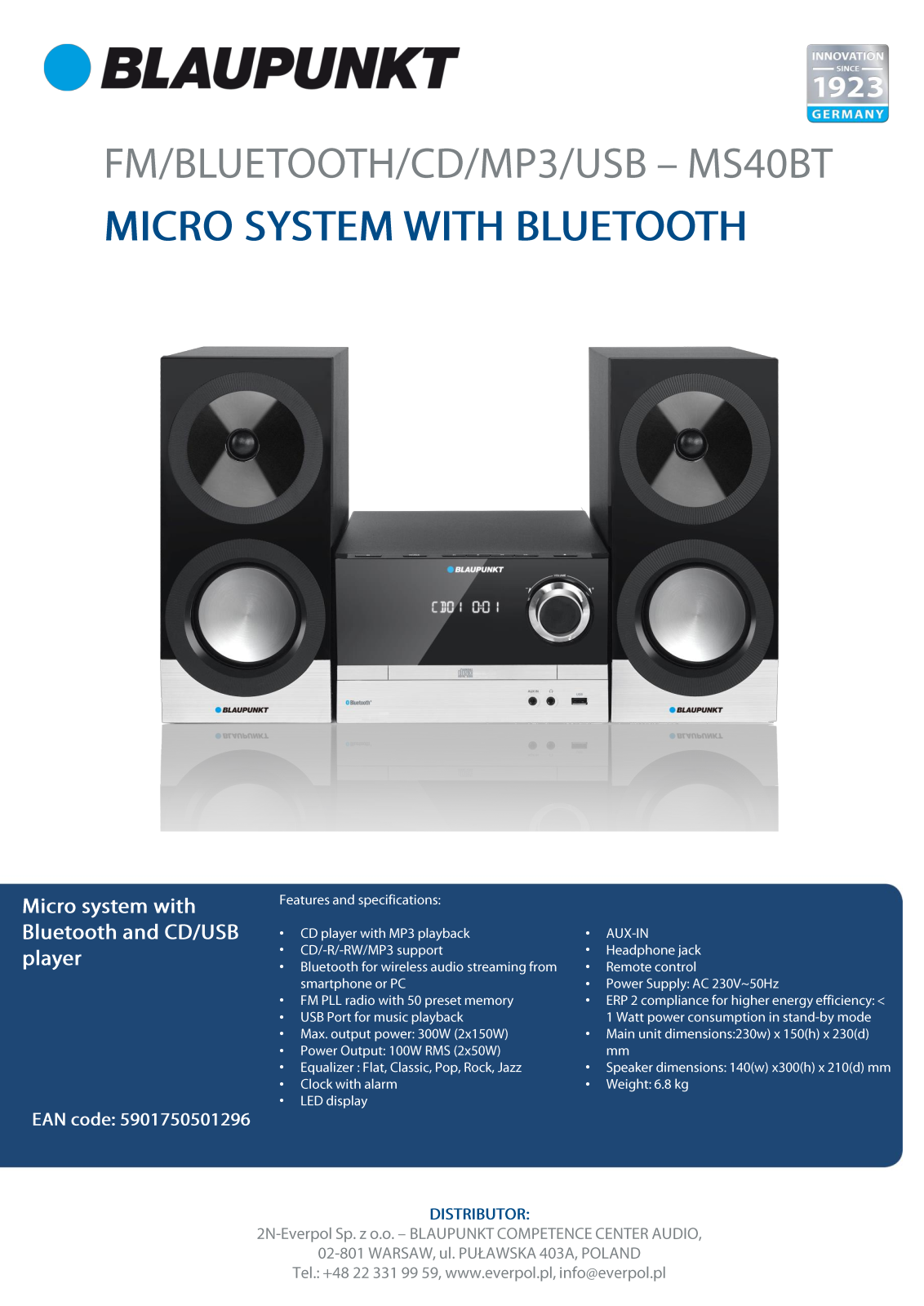 Blaupunkt MS40BT User Manual