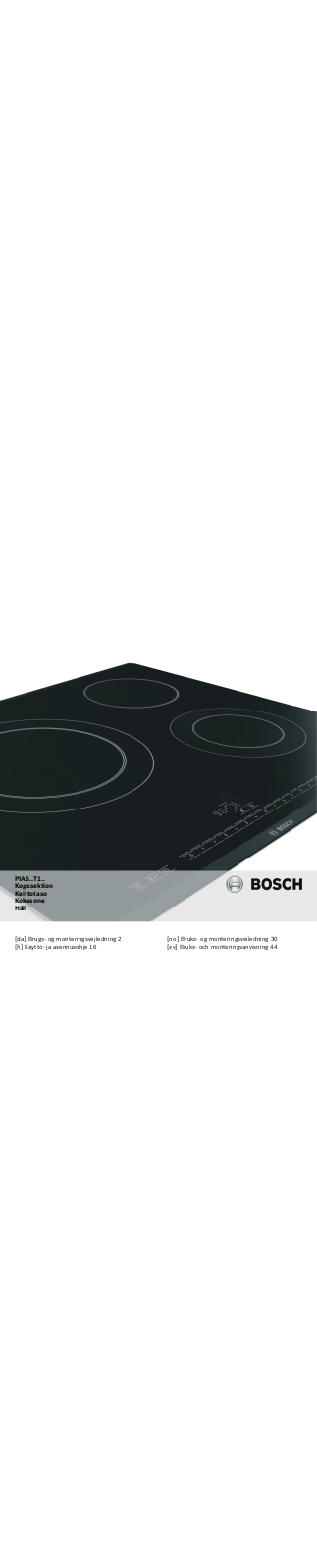 Bosch PIA611T16E INSTALLATION INSTRUCTIONS