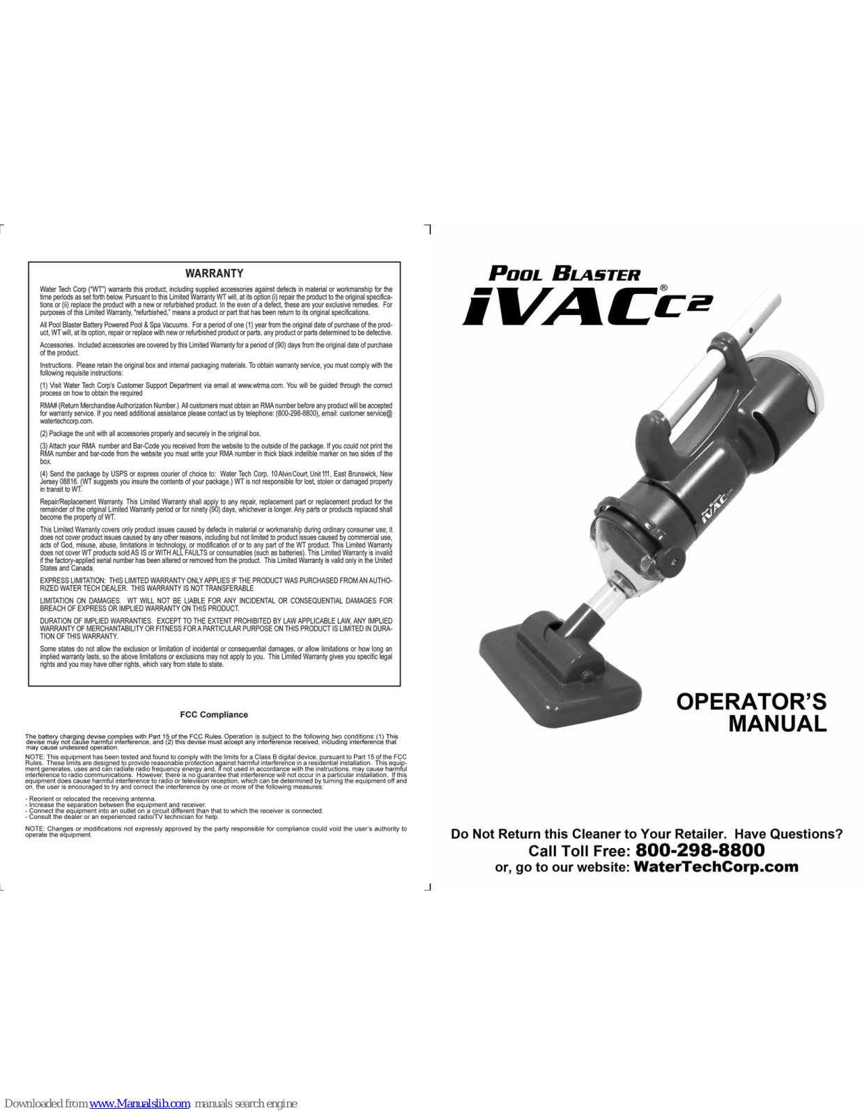 Pool Blaster iVac C2 Operator's Manual - ManualMachine.com