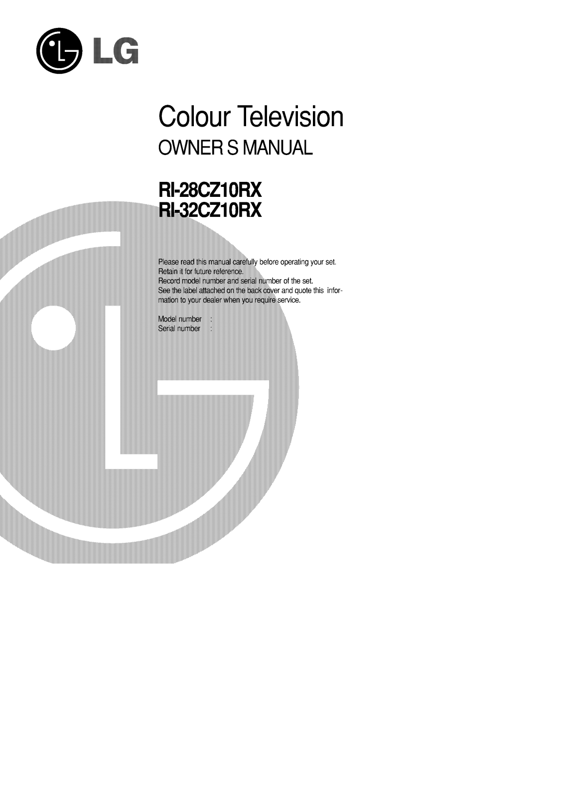LG RI-28CZ10RX, RI-32CZ10RX User Manual