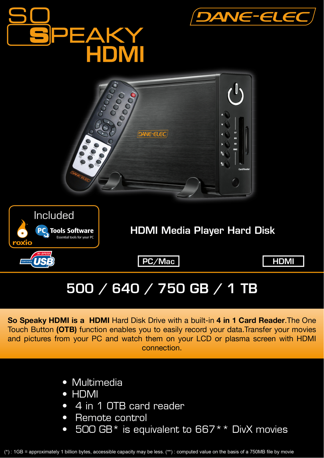 Dane-elec SO SPEAKY HDMI DATASHEET