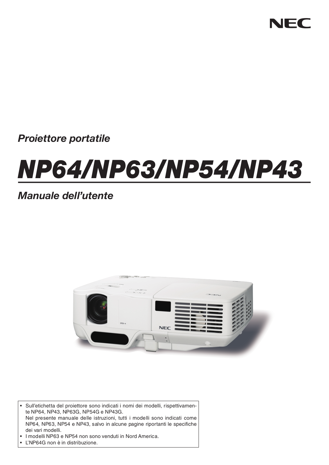 NEC NP64, NP63, NP54, NP43 User Manual