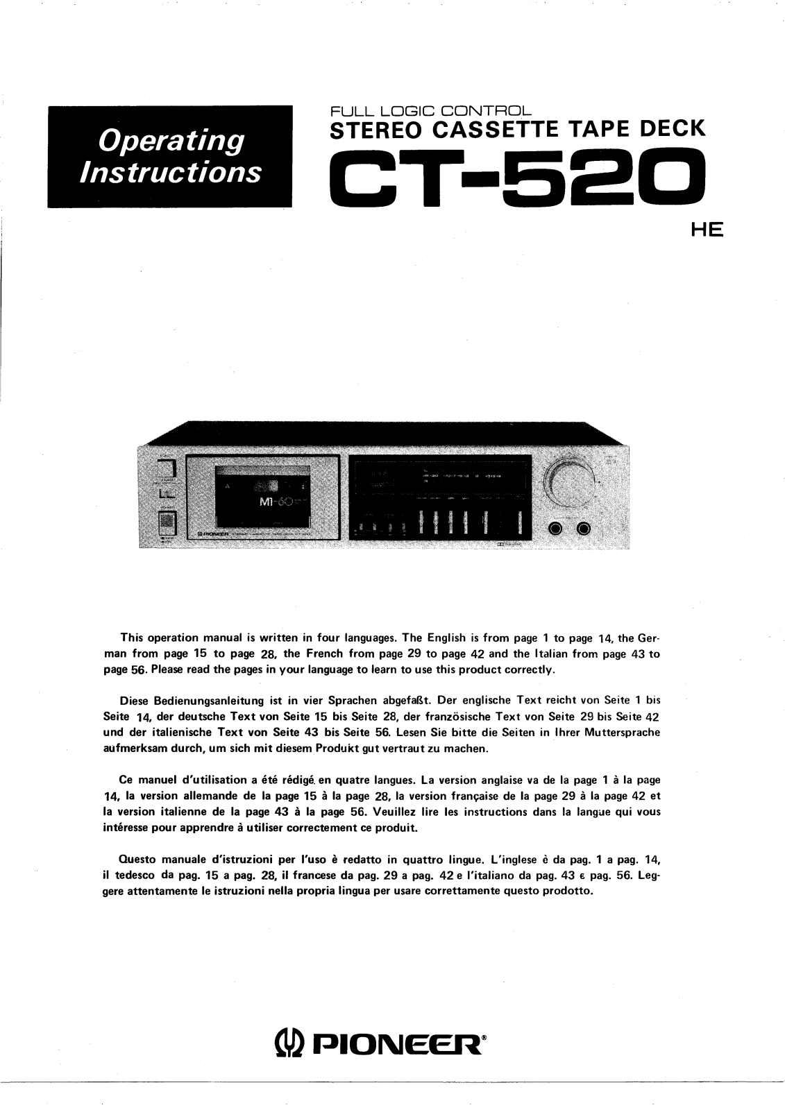 Pioneer CT-520 Owners manual