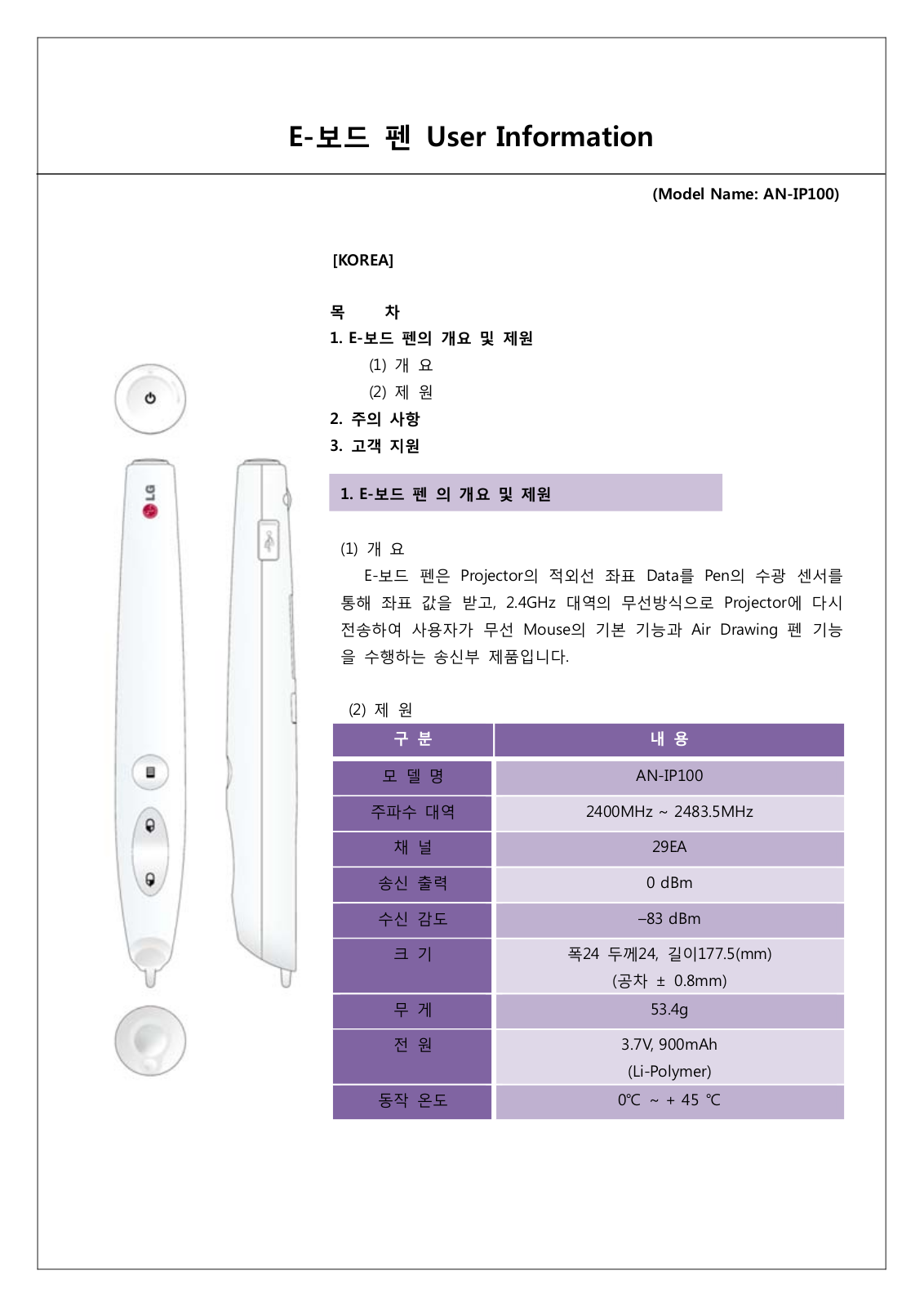 LG IP100 User Manual