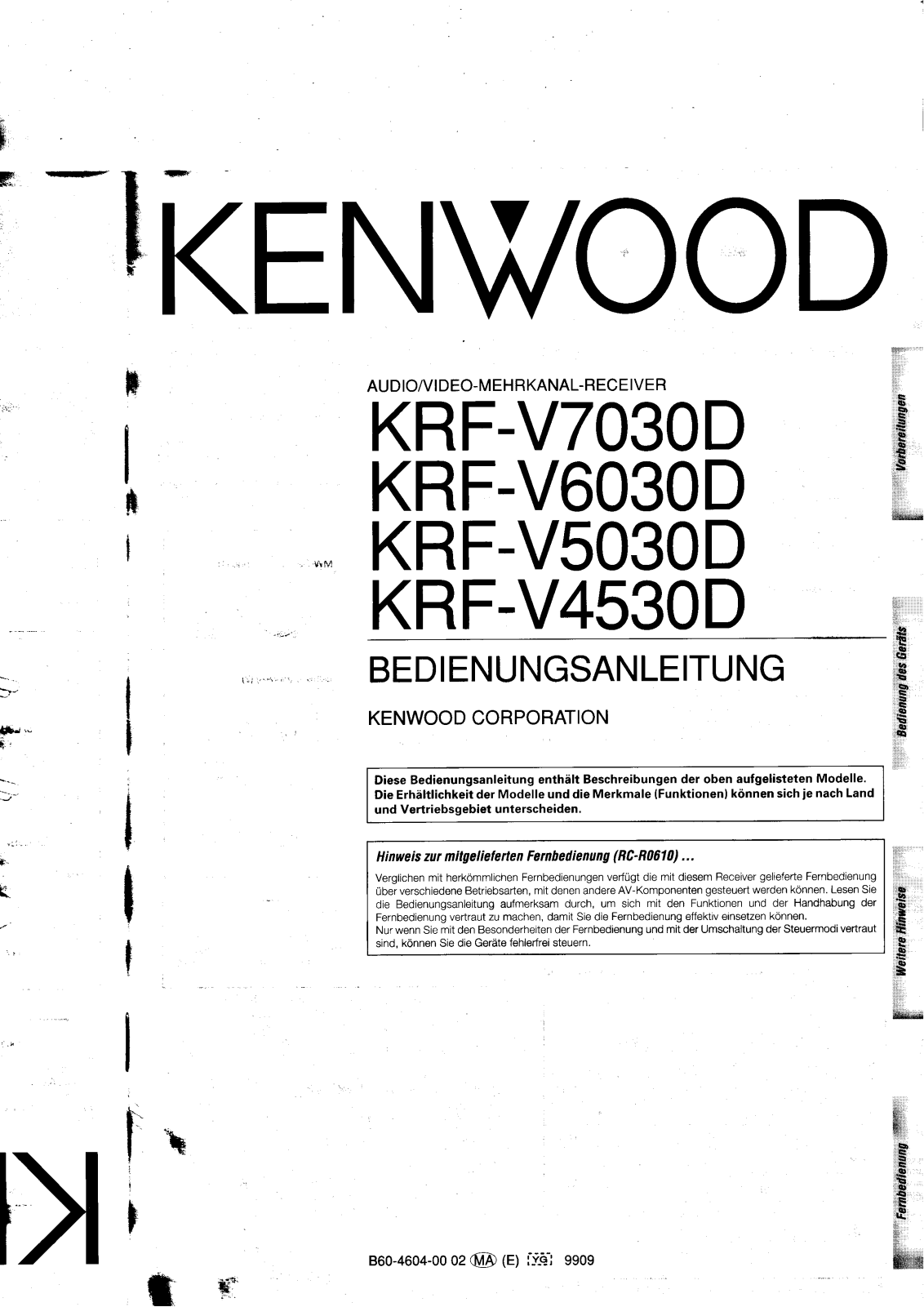 Kenwood KRF-V5030D, KRF-V4530D, KRF-V7030D, KRF-V6030D User Manual