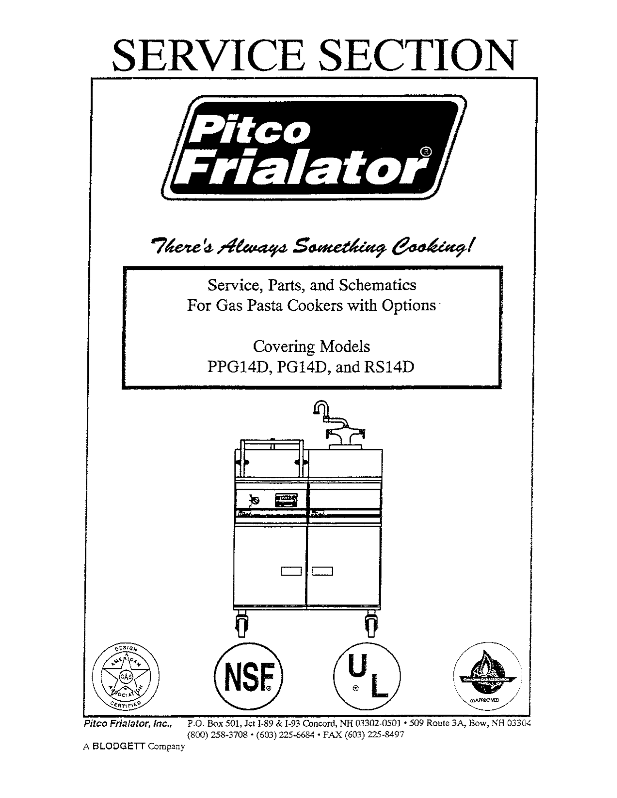 Pitco PG14D Parts List