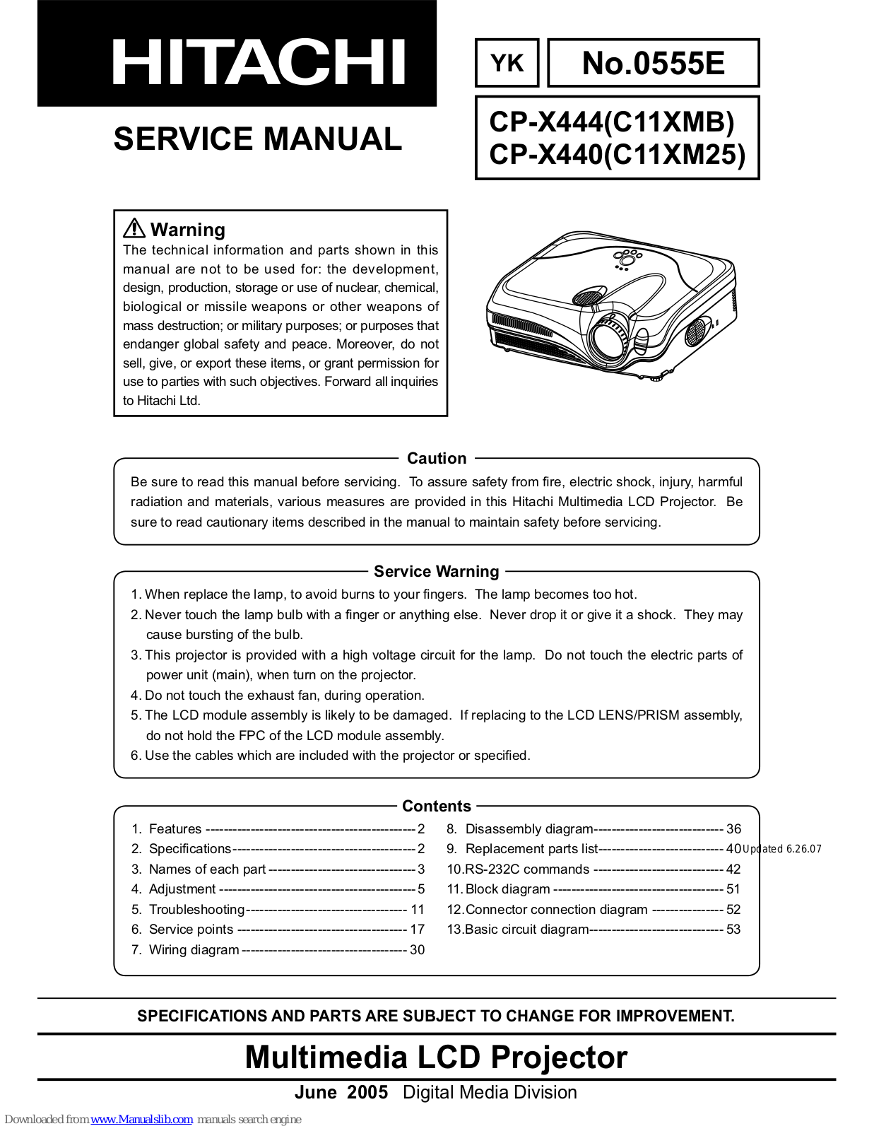 Hitachi C11XMB, C11XM25 Service Manual