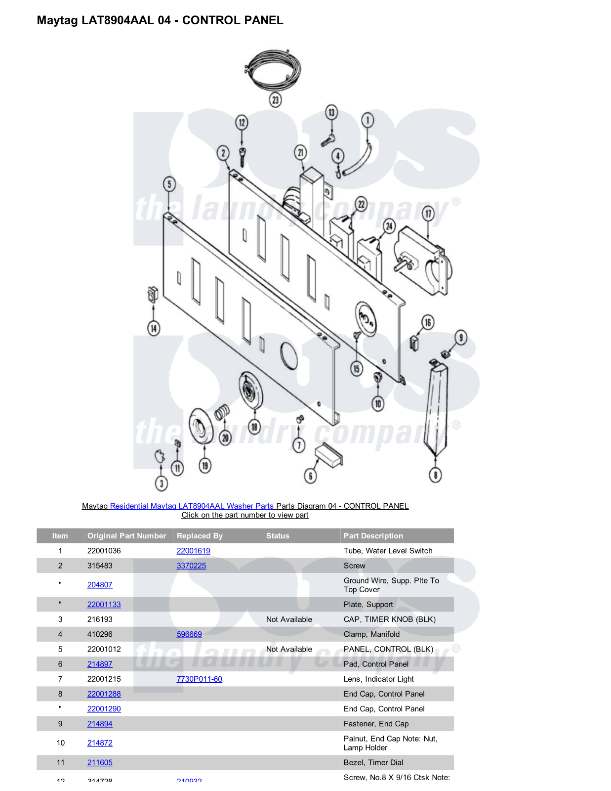 Maytag LAT8904AAL Parts Diagram