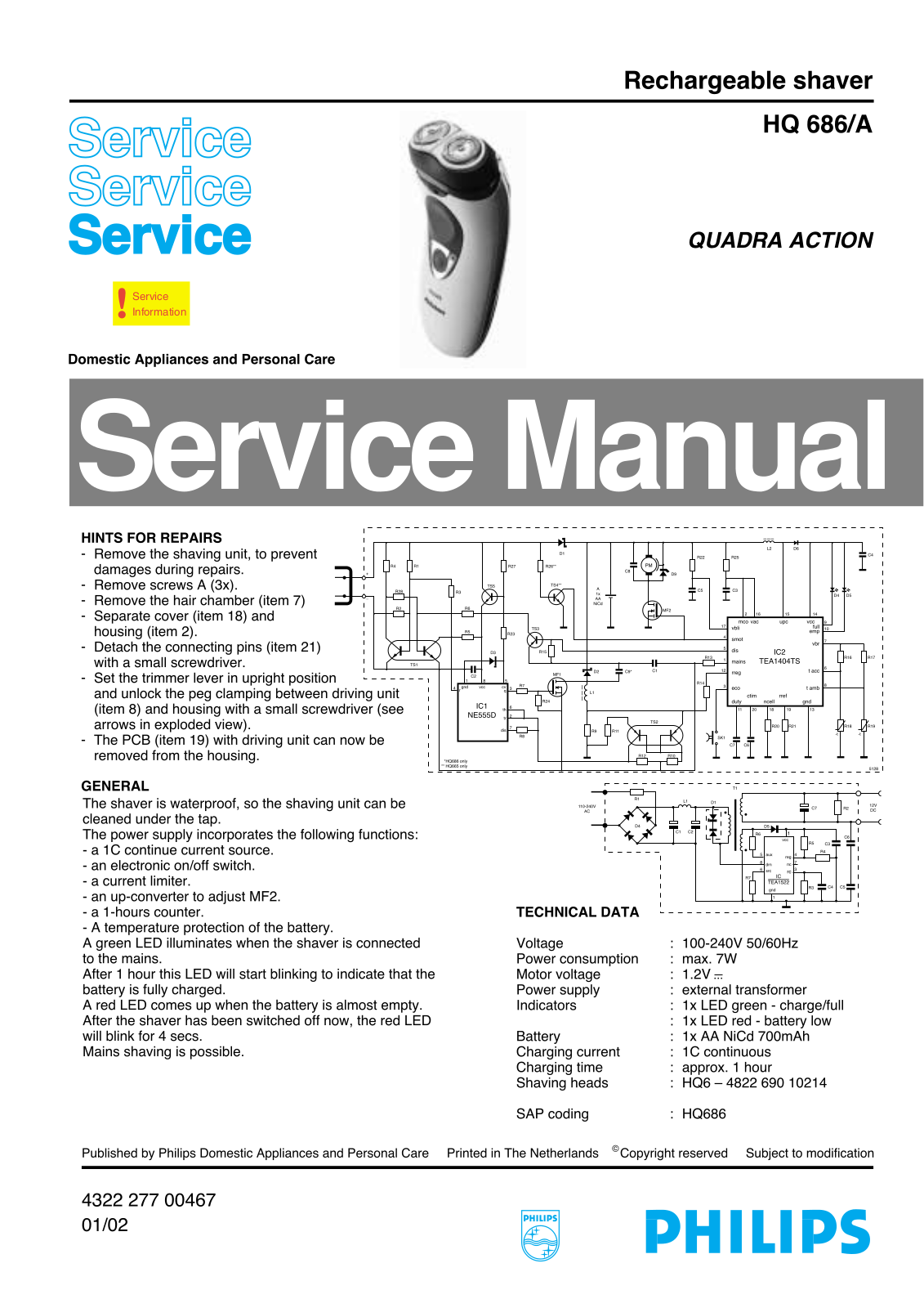 Philips HQ686A Service Manual