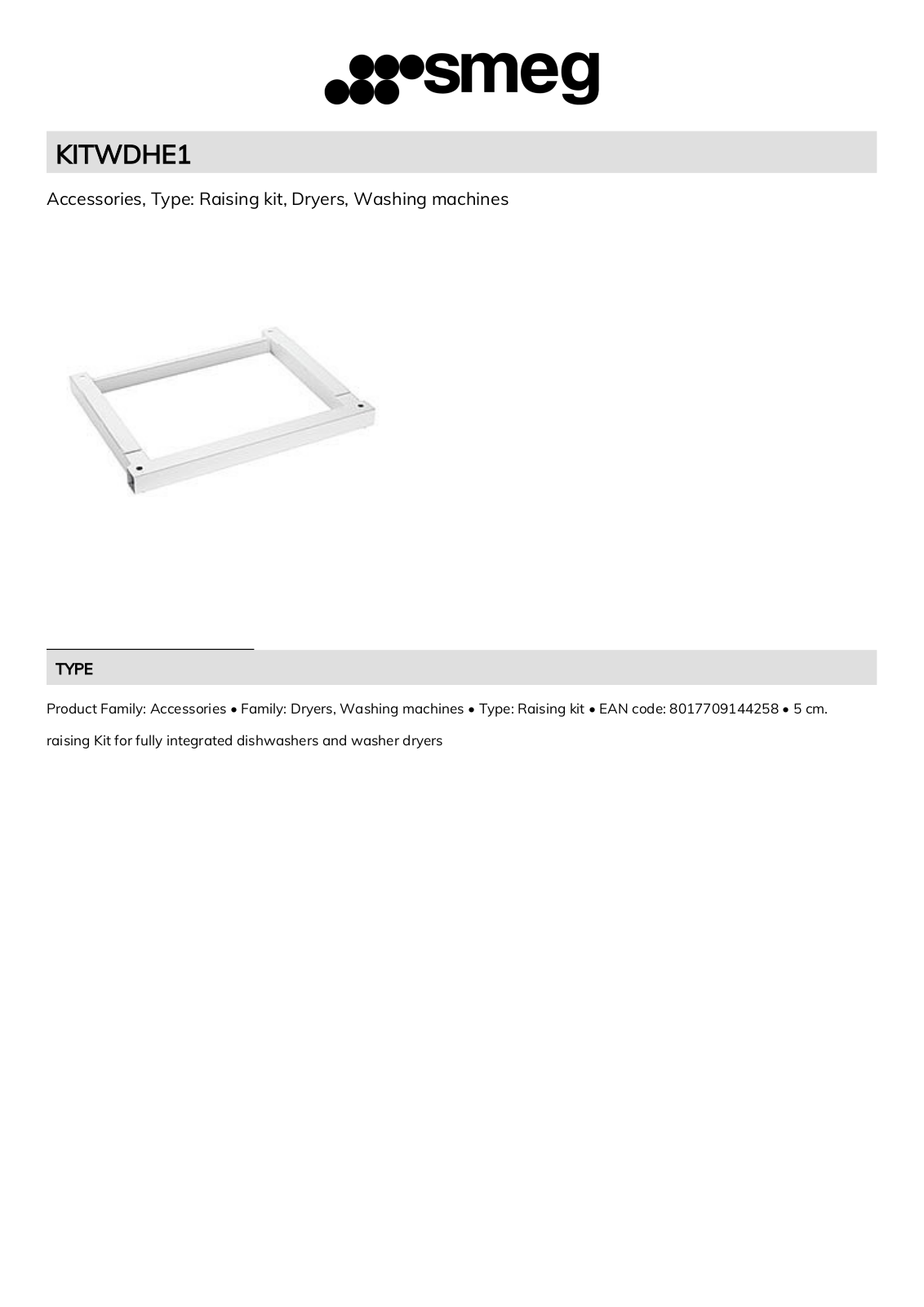 Smeg KITWDHE1 Technical sheet